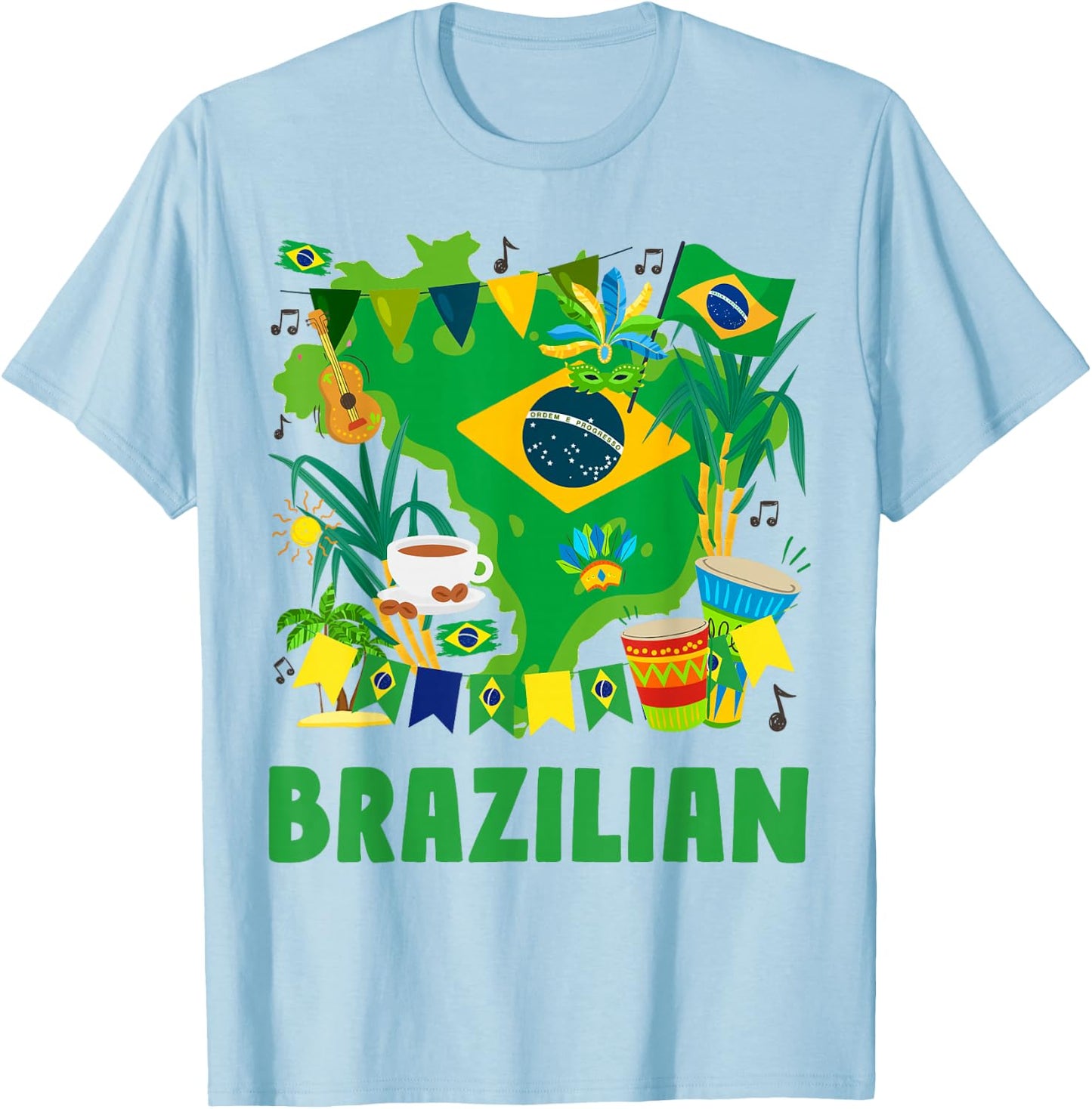 Brazil Flag Outfit Idea For Kids Brasil & Brazilian Flag T-Shirt - T-Shirt | Light Blue