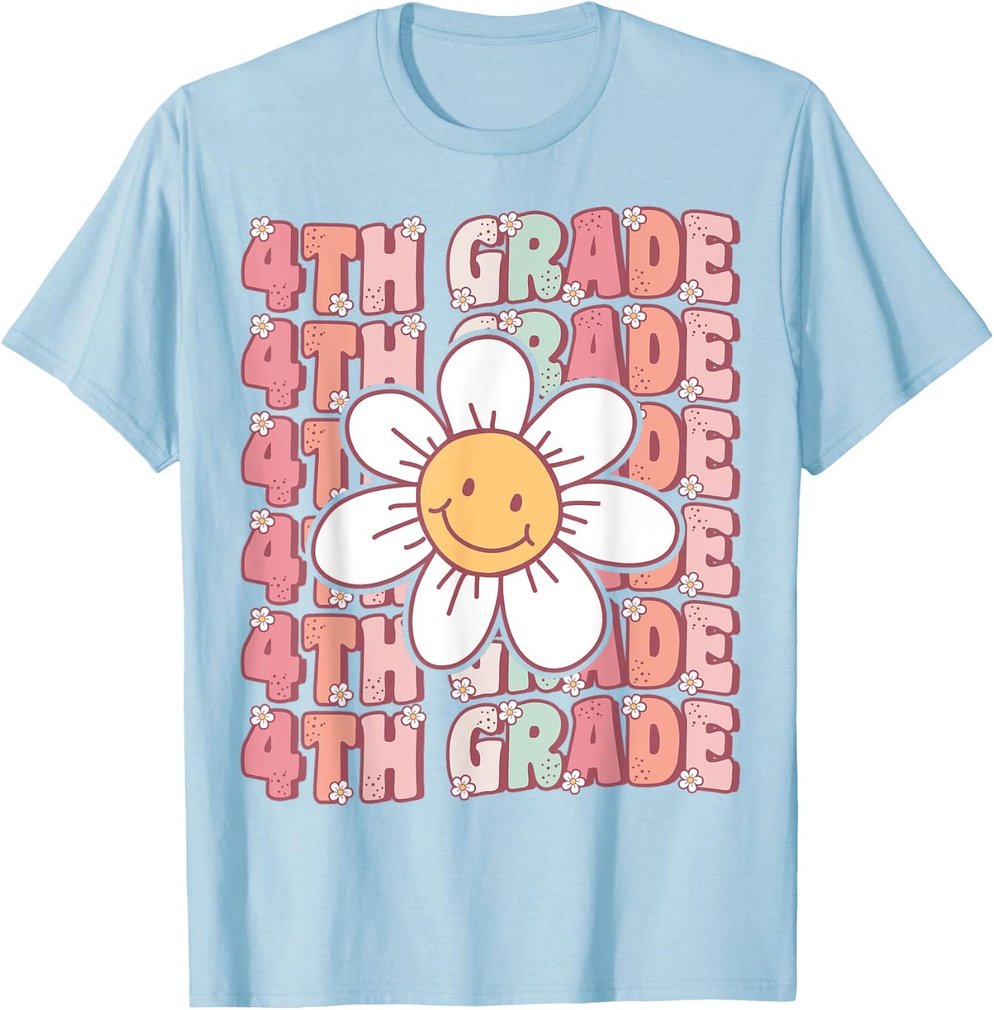 Groovy 4th Grade Back To School First Day of Fourth Grade T-Shirt - T-Shirt | Light Blue