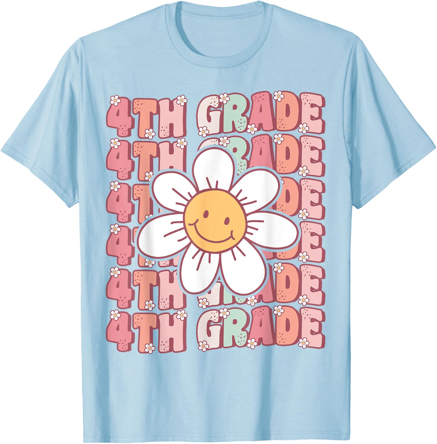 Groovy 4th Grade Back To School First Day of Fourth Grade T-Shirt - T-Shirt | Light Blue