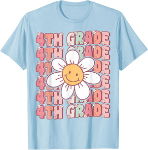 Groovy 4th Grade Back To School First Day of Fourth Grade T-Shirt - T-Shirt | Light Blue