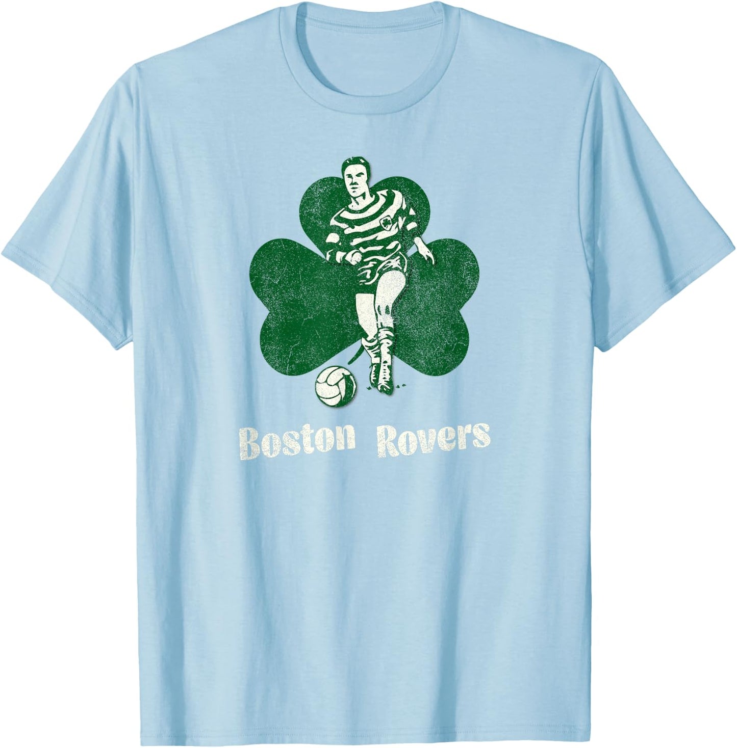 Boston Rovers Vintage Soccer League Shamrock Irish Futbol T-Shirt - T-Shirt | Light Blue