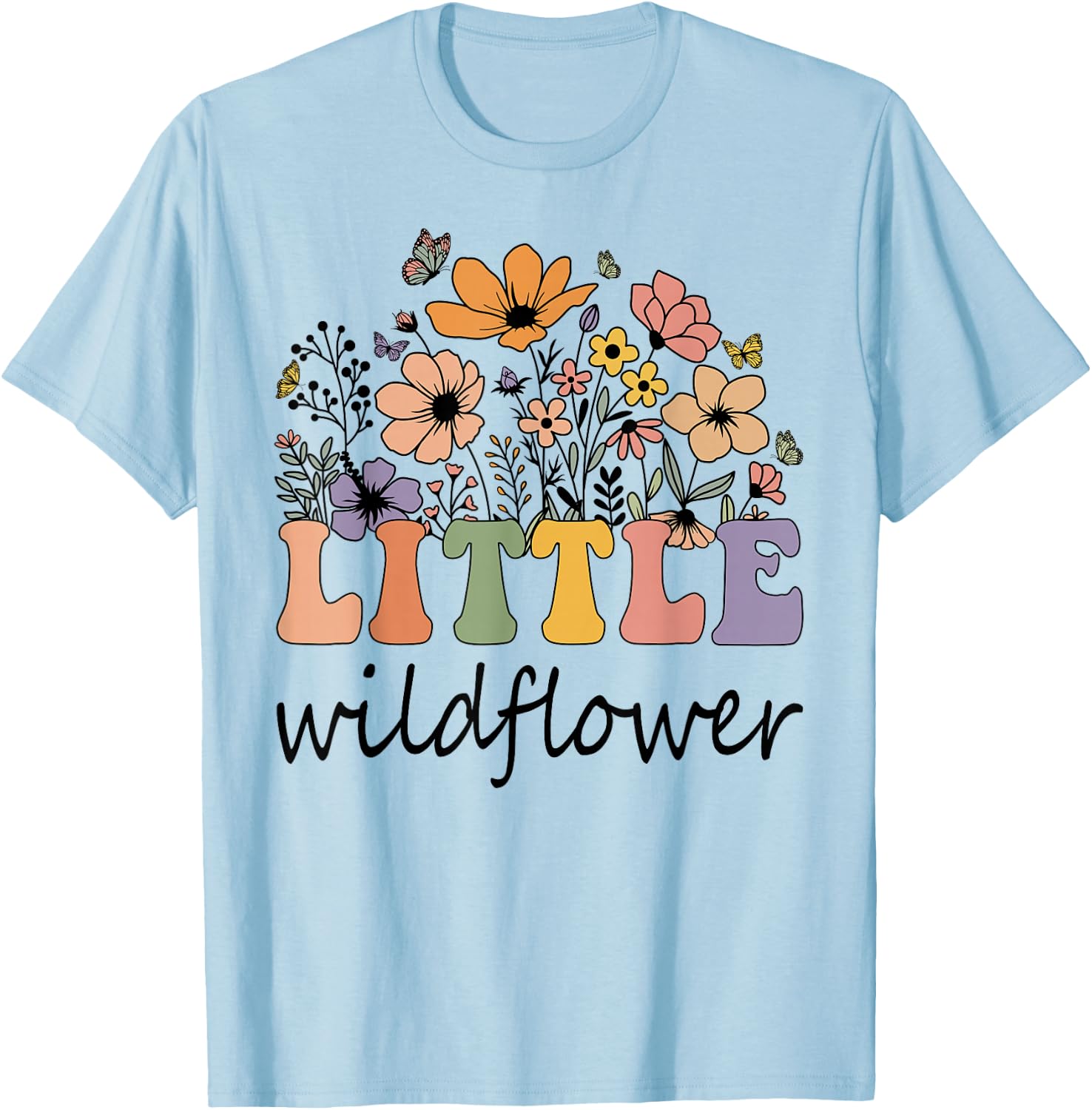 Little Wildflower Women Flower Birthday Family Matching T-Shirt - T-Shirt | Light Blue