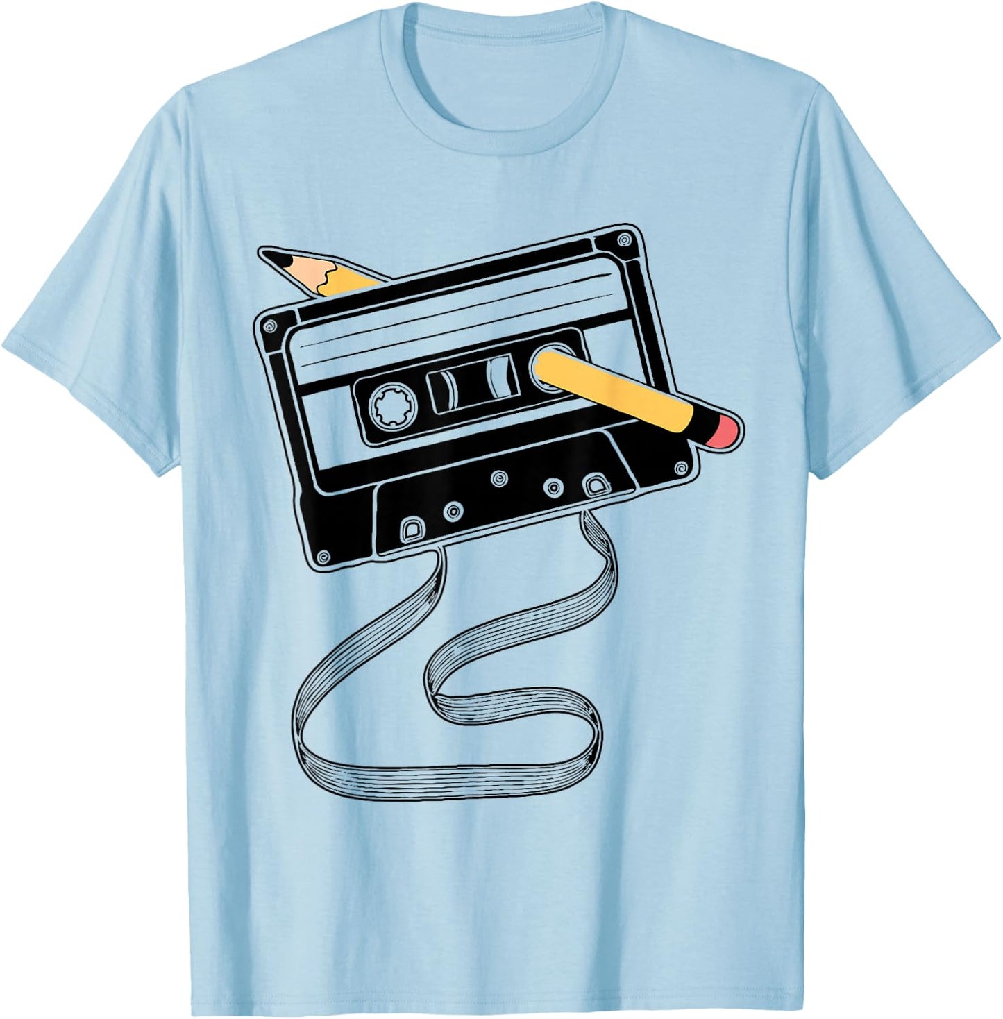 I'm This Old Cassette Tape Pencil T-Shirt - T-Shirt | Light Blue