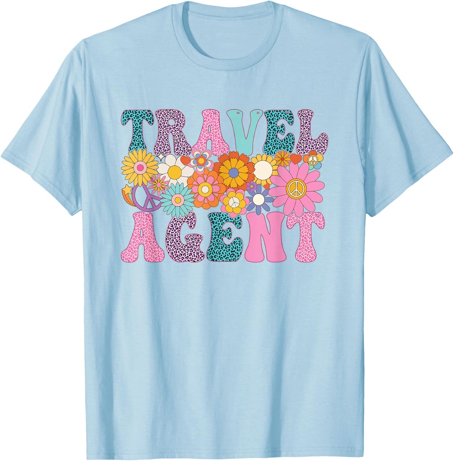 Travel Agent Week Groovy Leopard Appreciation Day T-Shirt - T-Shirt | Light Blue