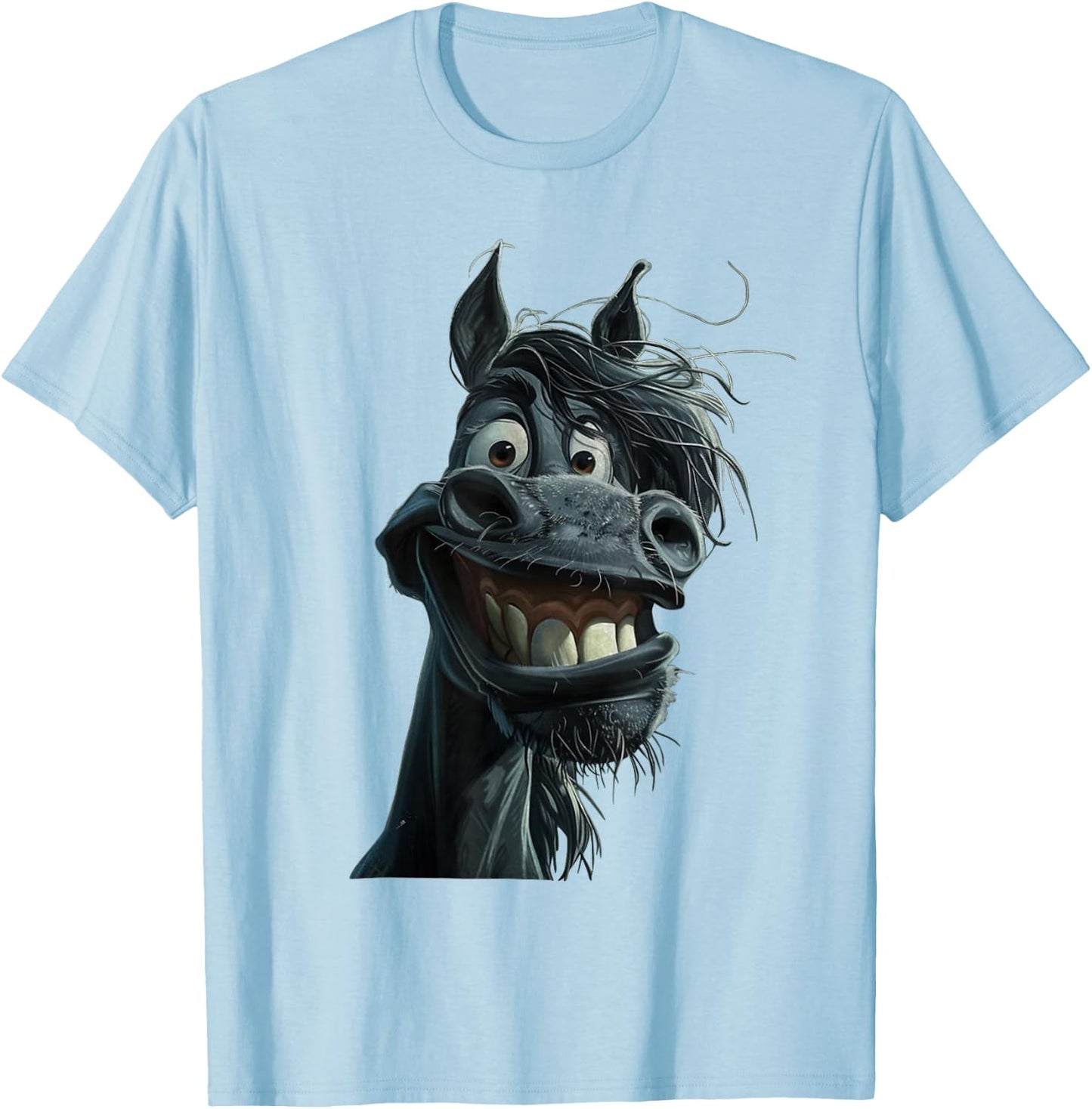 Peach-bruh Dark - Black Funny Horse Art Cute Crazy Horse T-Shirt - T-Shirt | Light Blue