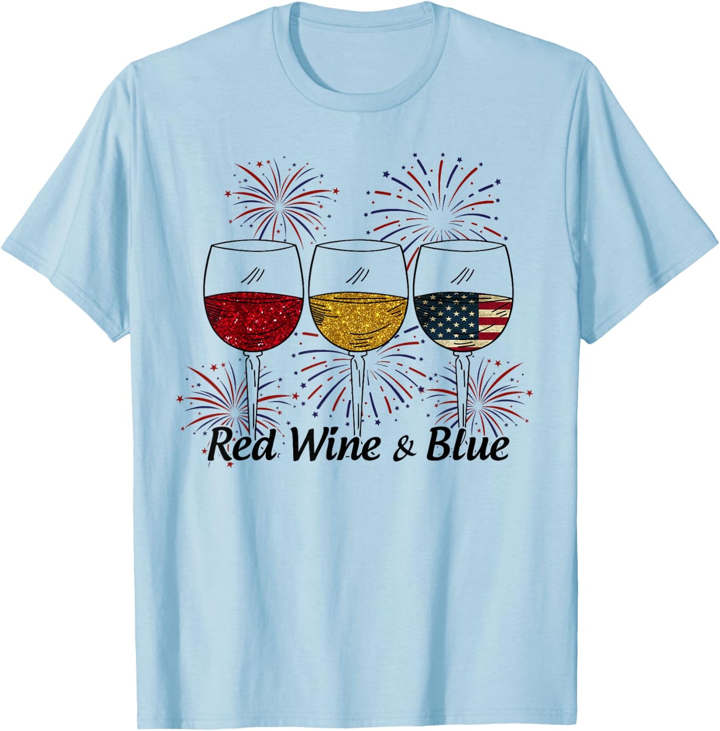 Red Wine & Blue T-Shirt - T-Shirt | Light Blue
