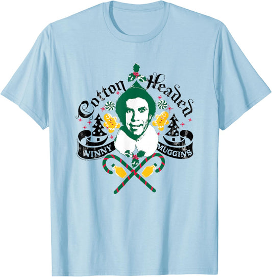 Elf Cotton Headed Ninny Muggins Christmas T-Shirt - T-Shirt | Light Blue