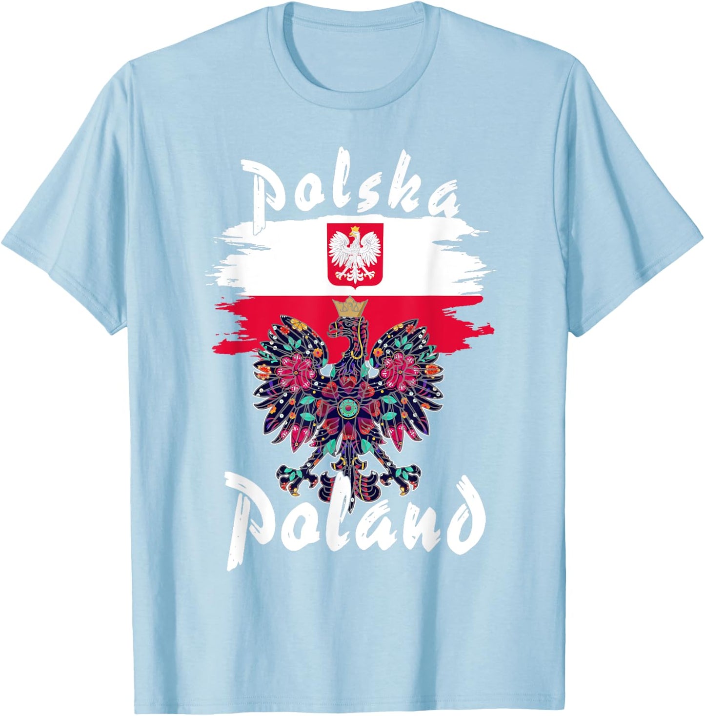 Polska Polish Flag Idea & Polish Folk Polish Eagle T-Shirt - T-Shirt | Light Blue