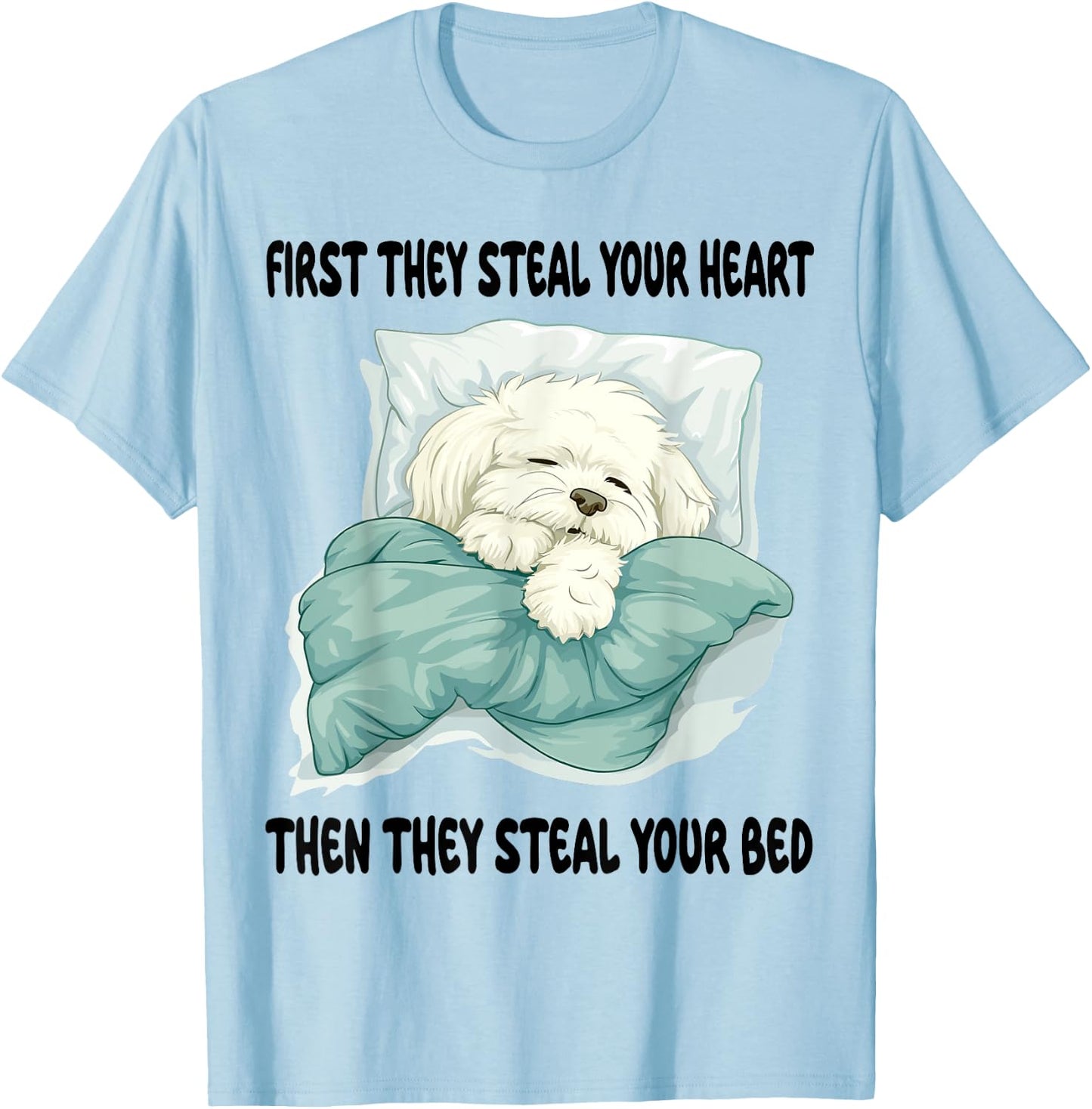 Coton De Tulear Sleeping Pajamas Nightgown T-Shirt - T-Shirt | Light Blue