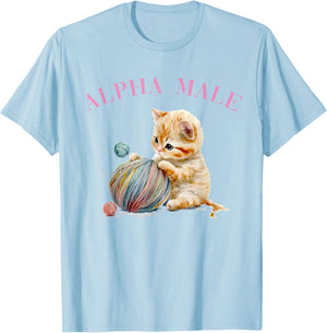 Alpha Male Cute Cat Funny Meme Ironic Kitten T-Shirt - T-Shirt | Light Blue
