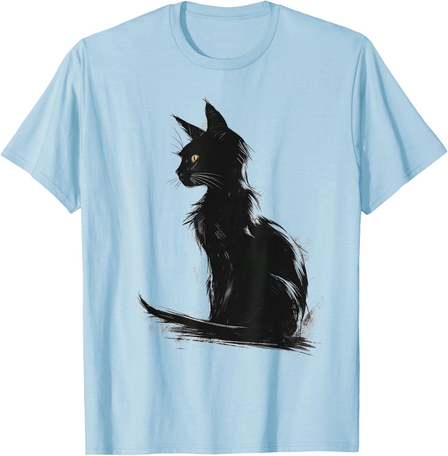 Cat Abstract Graphic Drawing Artwork Animal Cat Men Women Kids T-Shirt - T-Shirt | Light Blue