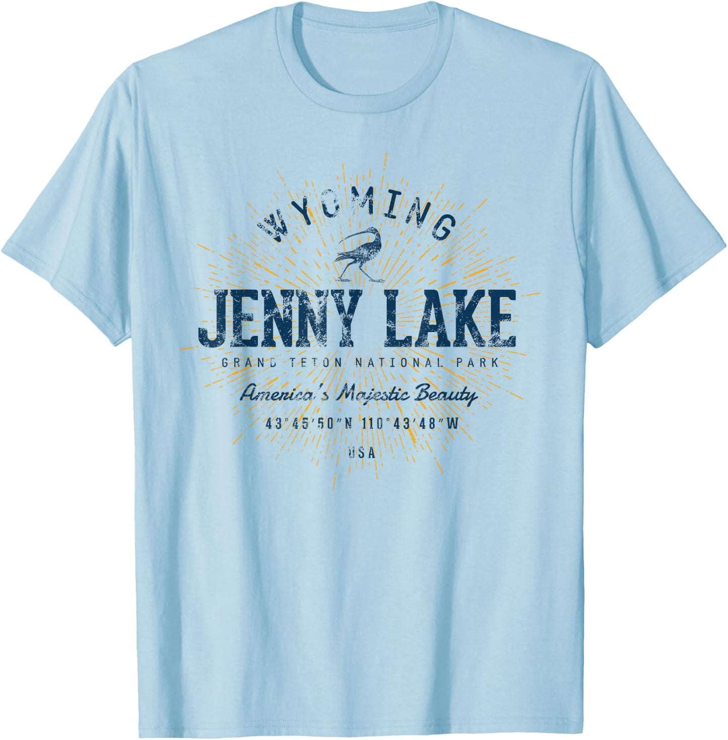 Vintage Retro Style Jenny Lake T-Shirt - T-Shirt | Light Blue