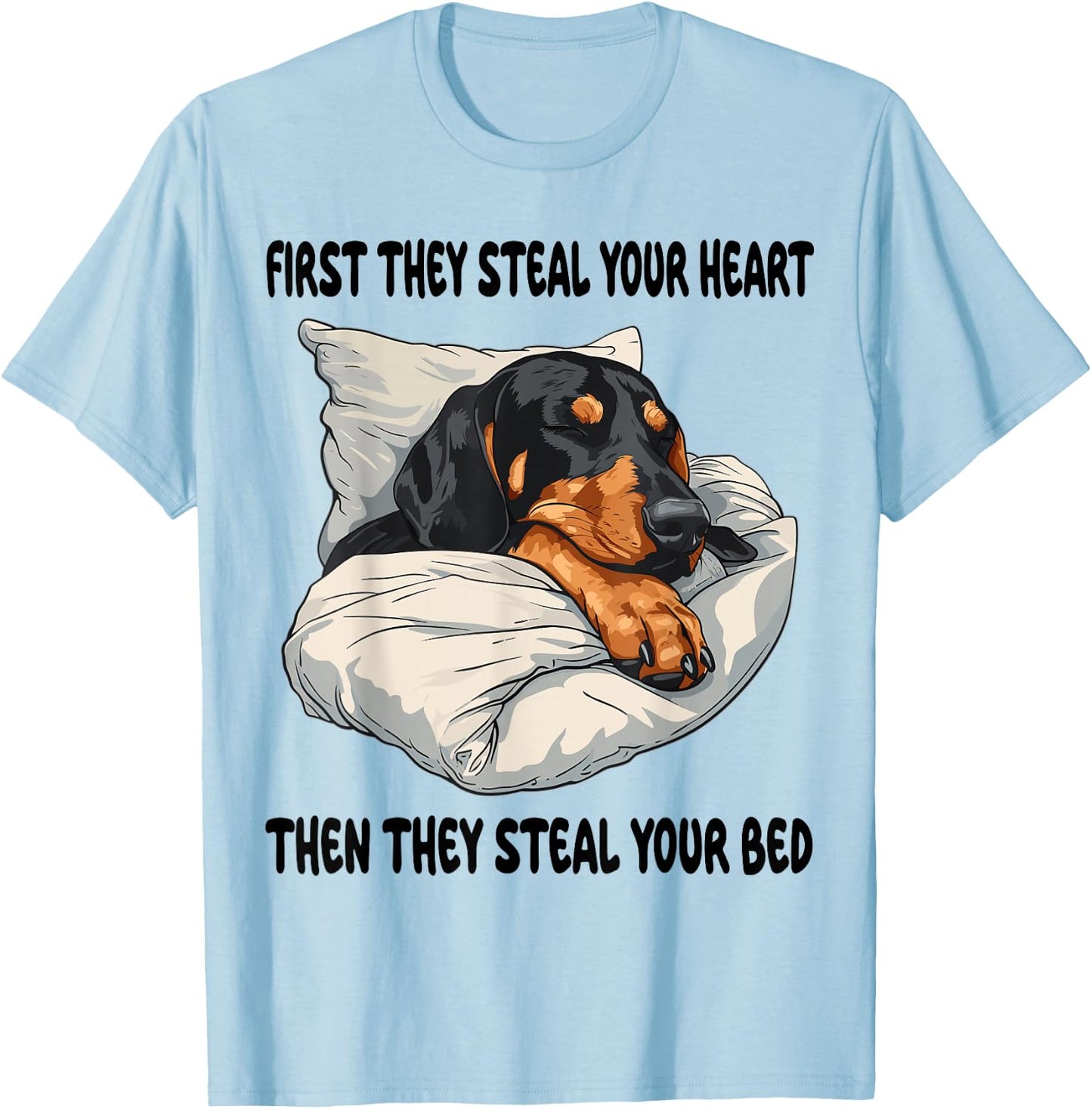 Black And Tan Coonhound Sleeping Pajamas Nightgown T-Shirt - T-Shirt | Light Blue