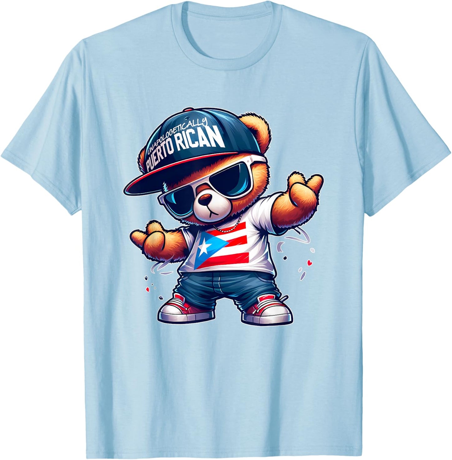 Teddy Bear Proud Puerto Rico Flag Shirt Boricua Puerto Rican T-Shirt - T-Shirt | Light Blue