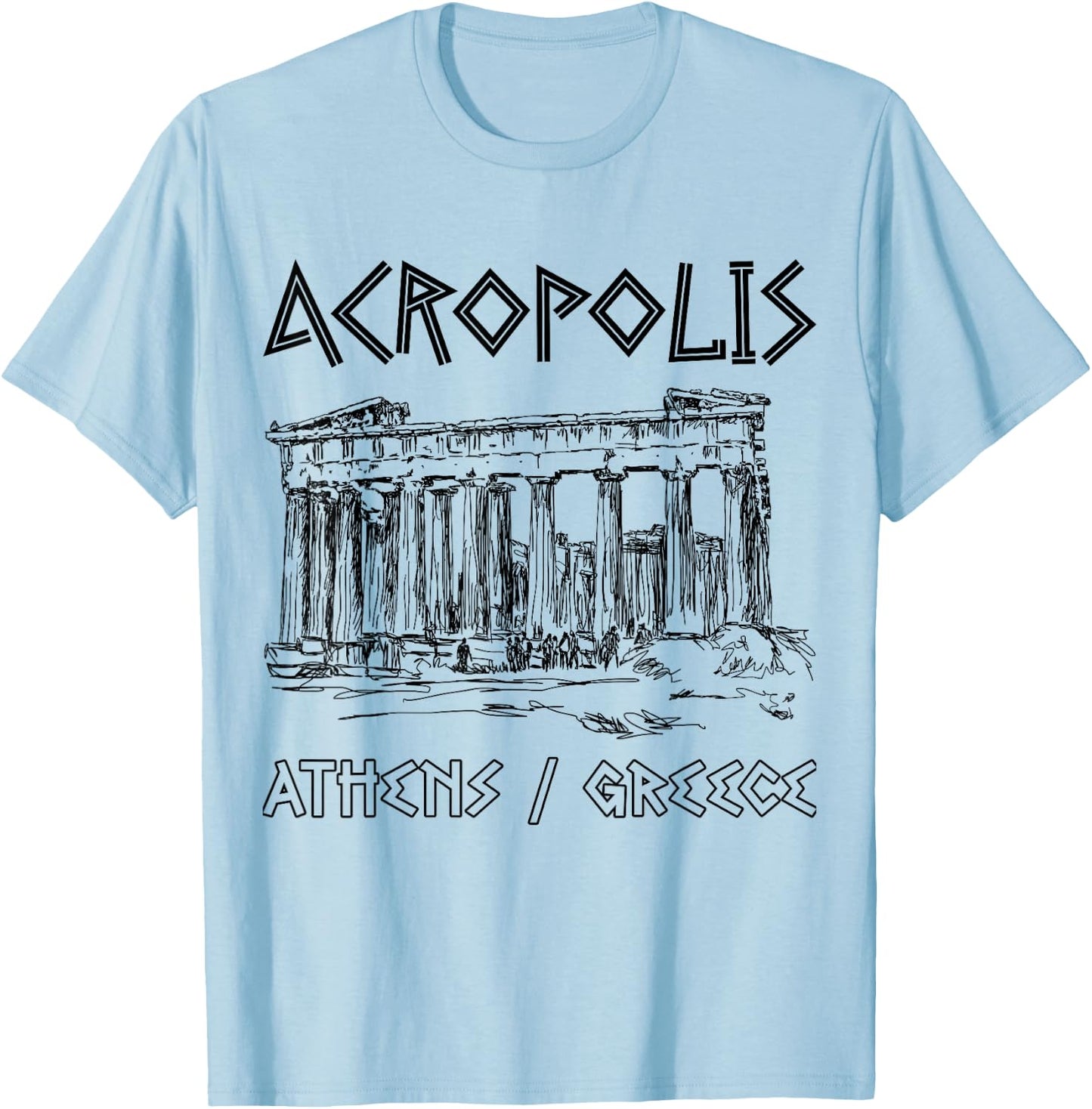 Acropolis Athens Greece Souvenir Greek Parthenon T-Shirt - T-Shirt | Light Blue