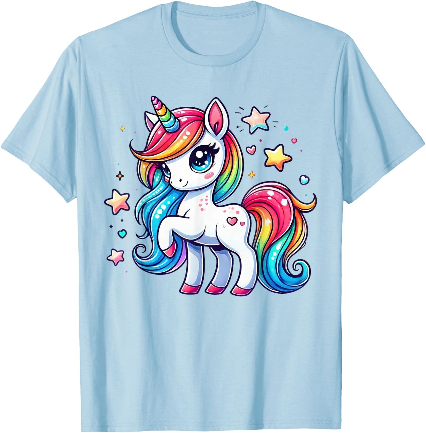 Unicorn For Girls Cute Rainbow Magical Unicorn T-Shirt - T-Shirt | Light Blue