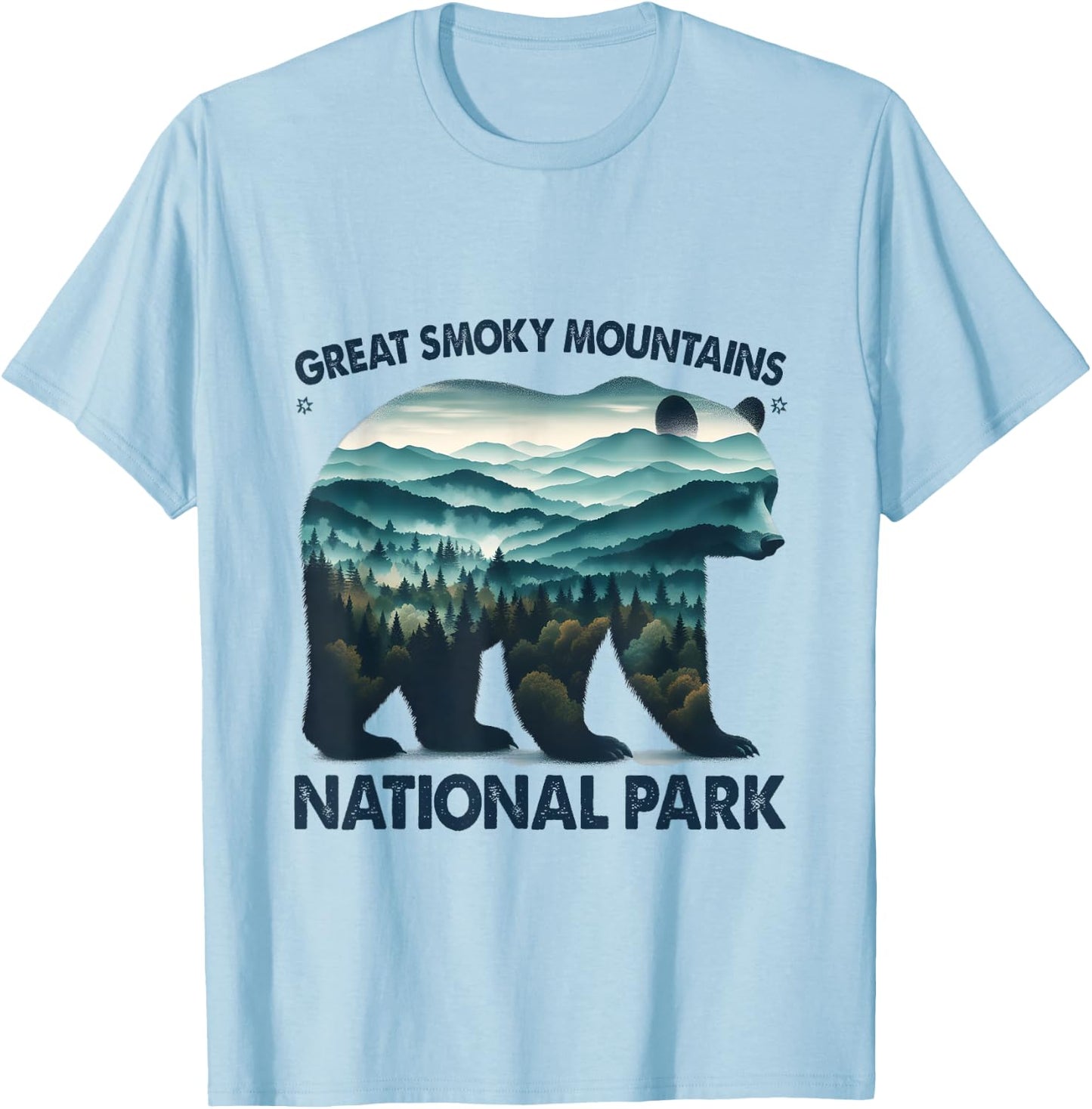 Great Smoky Mountains National Park Bear Hiking Camping T-Shirt - T-Shirt | Light Blue