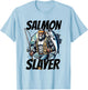 Salmon Slayer Funny Bigfoot Fishing Salmon Fish T-Shirt - T-Shirt | Light Blue