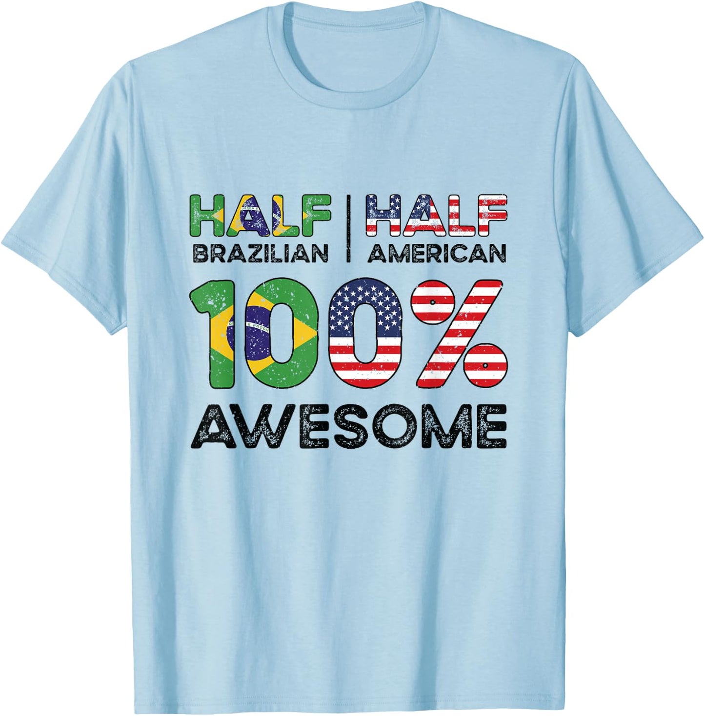 Brazilian American Patriot USA Grown Brazil US Flag T-Shirt - T-Shirt | Light Blue