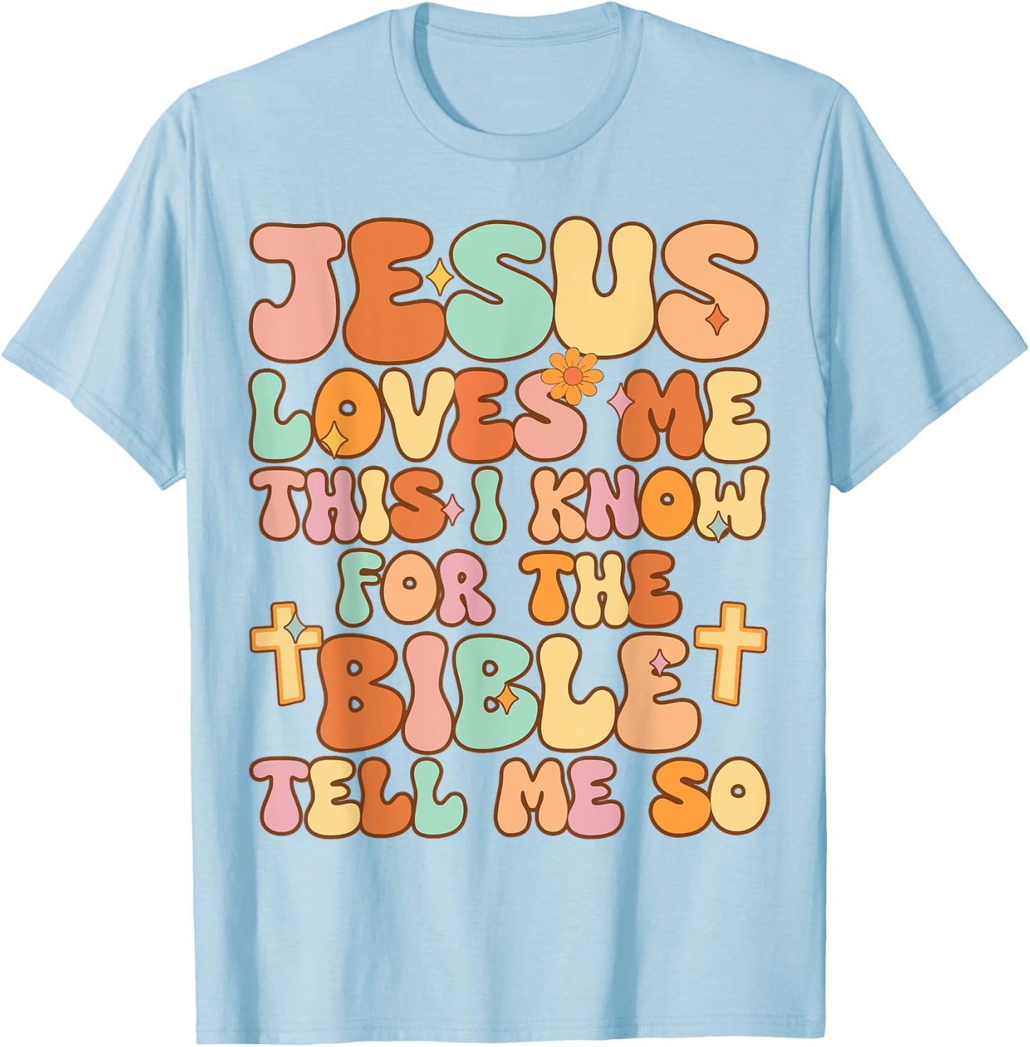 Toddler Jesus Loves Me This I Know Kid Youth Jesus Christian T-Shirt - T-Shirt | Light Blue