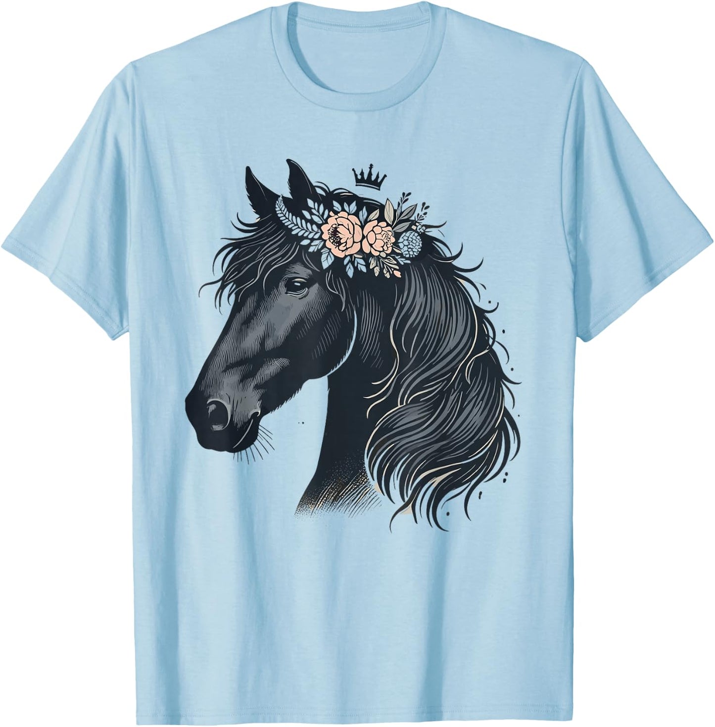 Friesian Horse Lover Majestic Friesian Horse Riding T-Shirt - T-Shirt | Light Blue