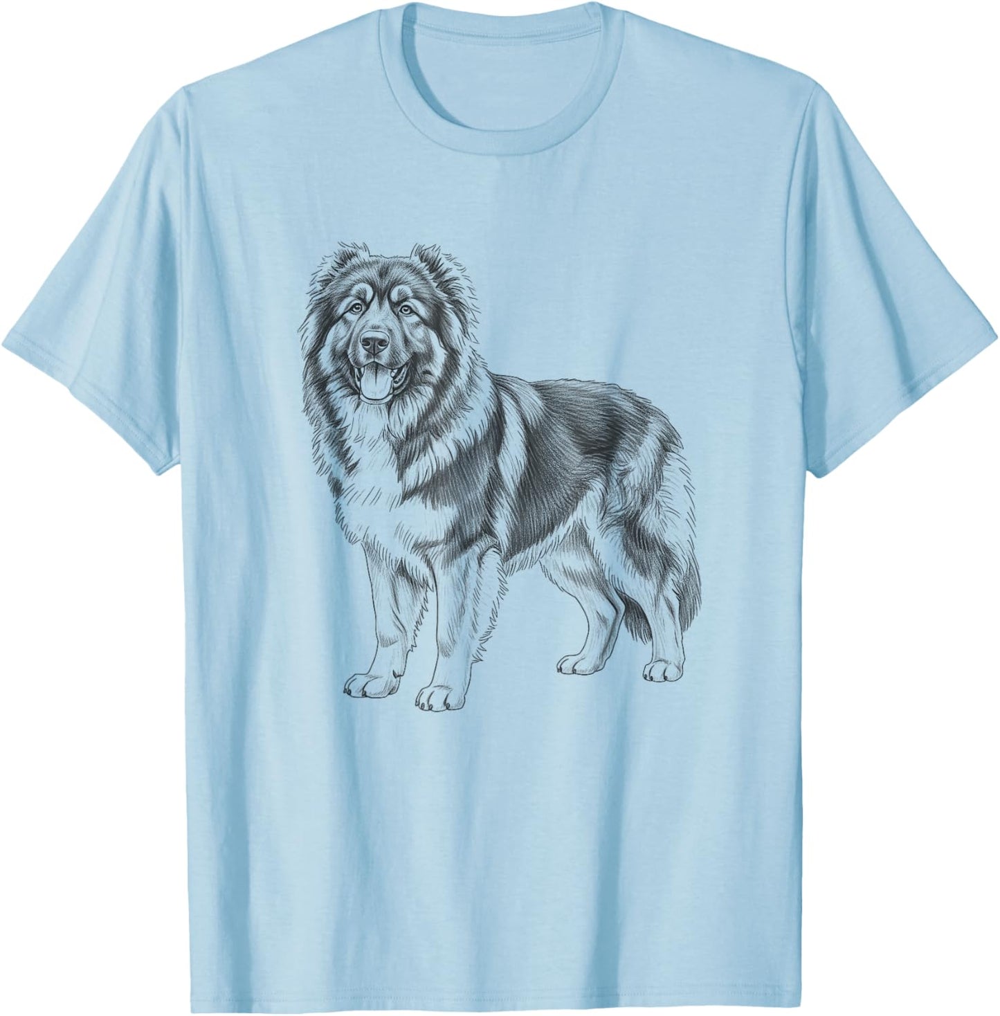 Vintage Caucasian Shepherd Drawing Art Design T-Shirt - T-Shirt | Light Blue