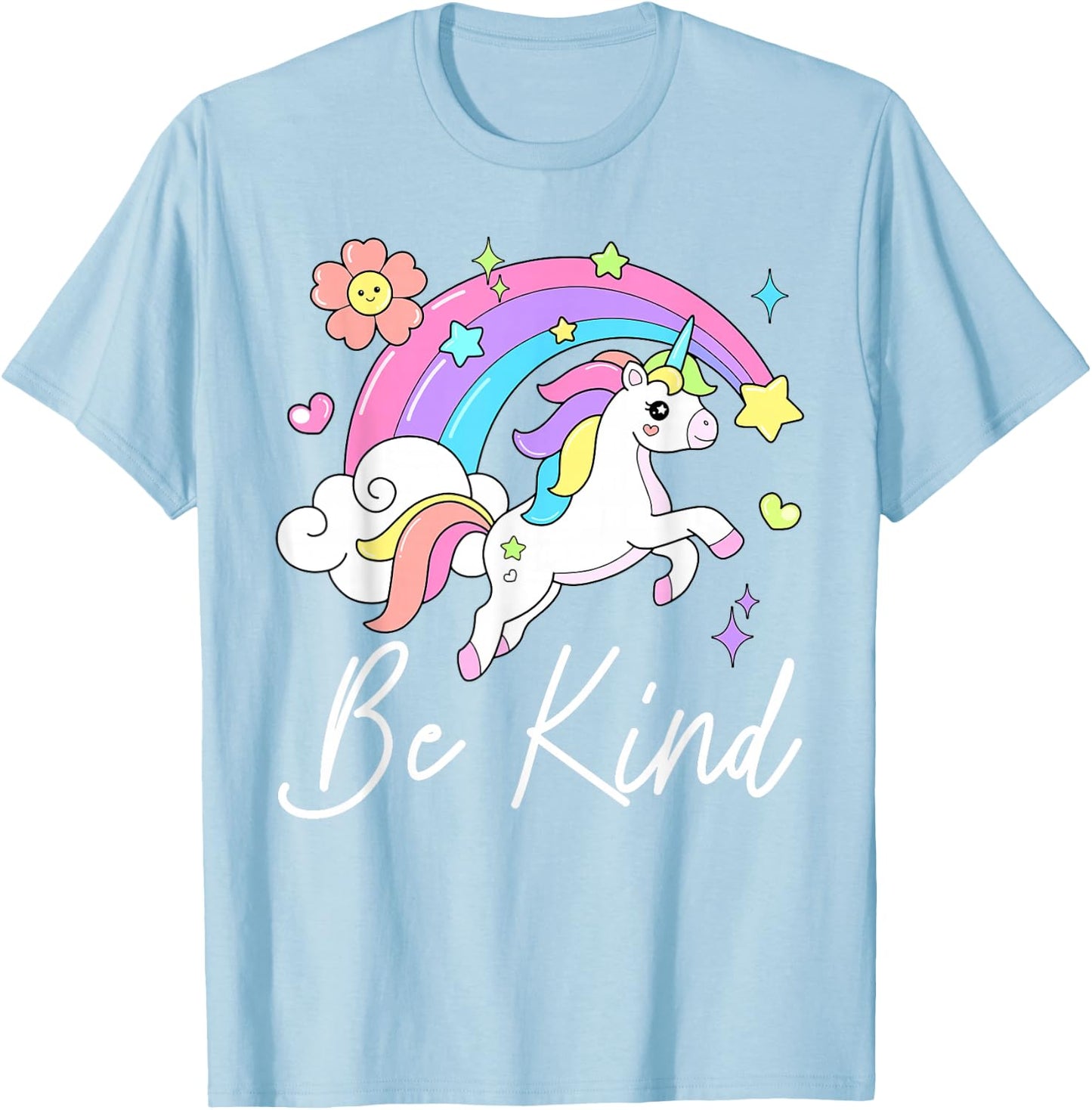 Be Kind Stop Bullying Unicorn Rainbow Unity Day Wear Orange T-Shirt - T-Shirt | Light Blue
