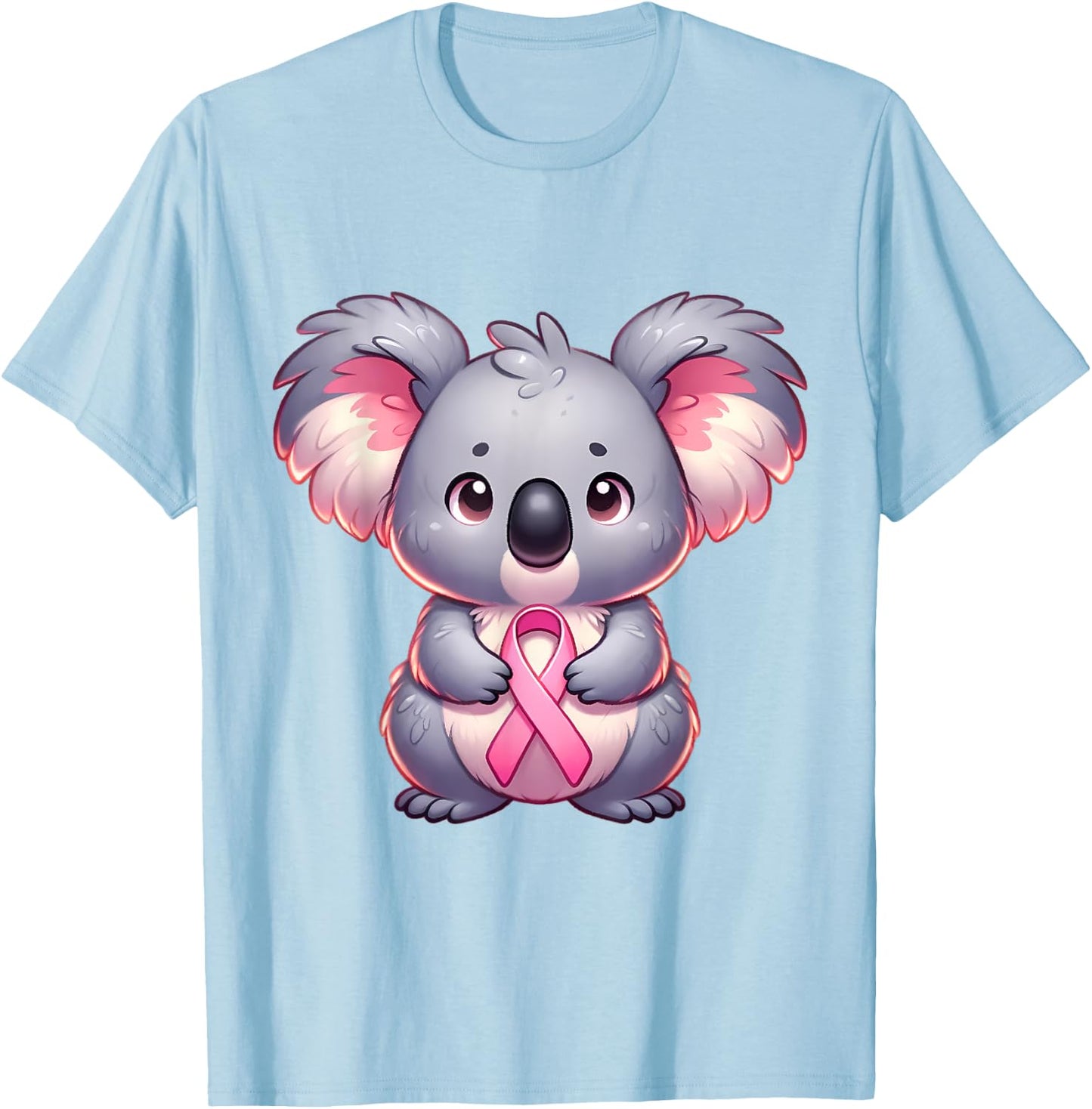 Breast Cancer Awareness Cute Koala Pink Ribbon Animal T-Shirt - T-Shirt | Light Blue