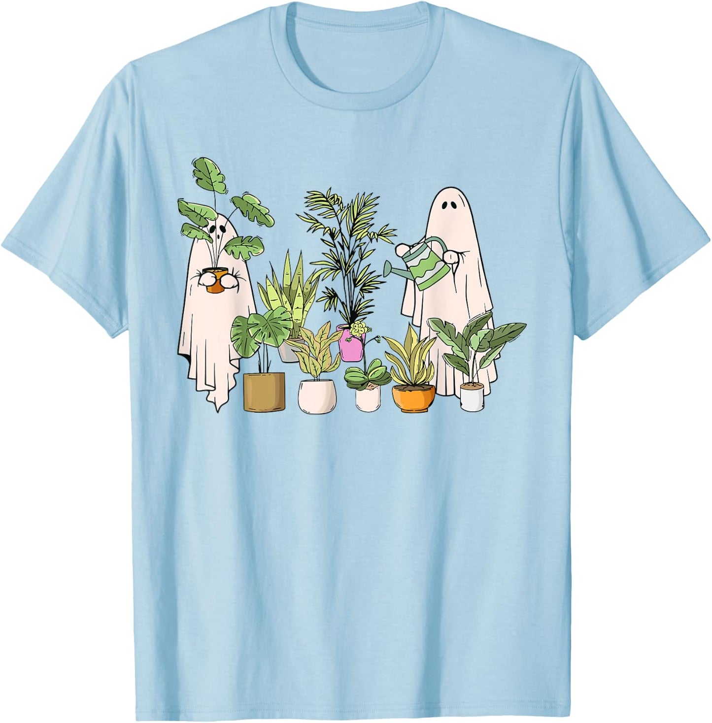 Ghost Plant Lady Halloween Gardening Plant Houseplant Lovers T-Shirt - T-Shirt | Light Blue