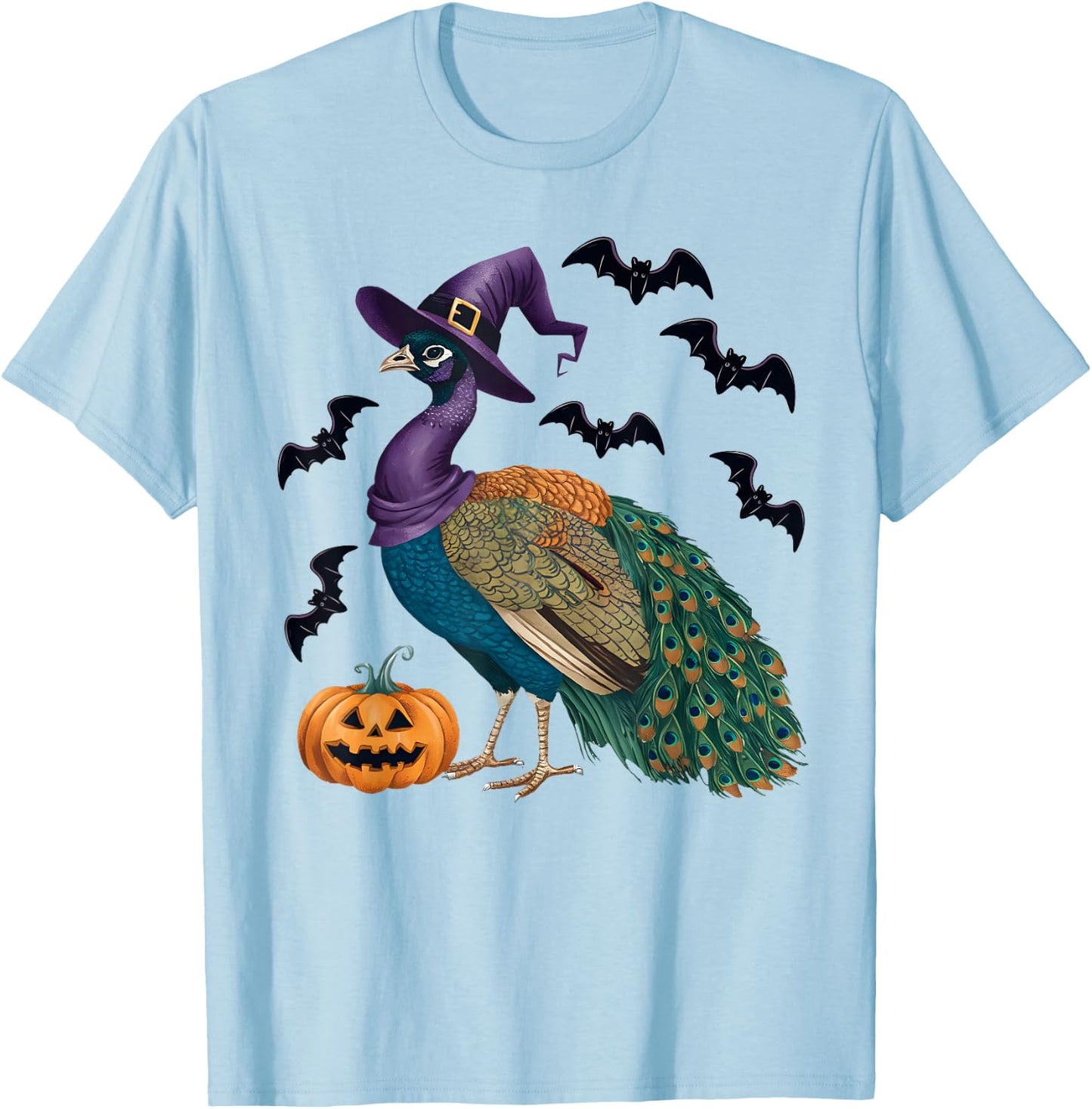 Peacock Bird Halloween Costume Pumpkin Bat Witch T-Shirt - T-Shirt | Light Blue