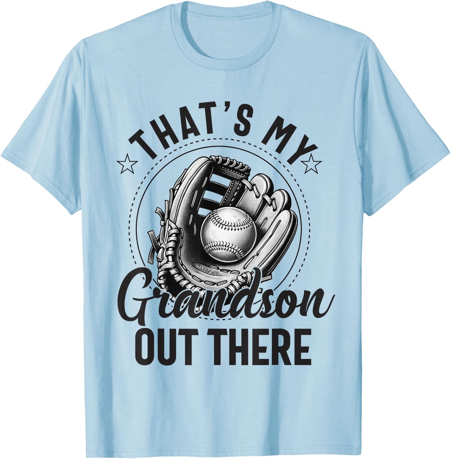 That's My Grandson Out There Baseball Men Grandpa Baseball T-Shirt - T-Shirt | Light Blue