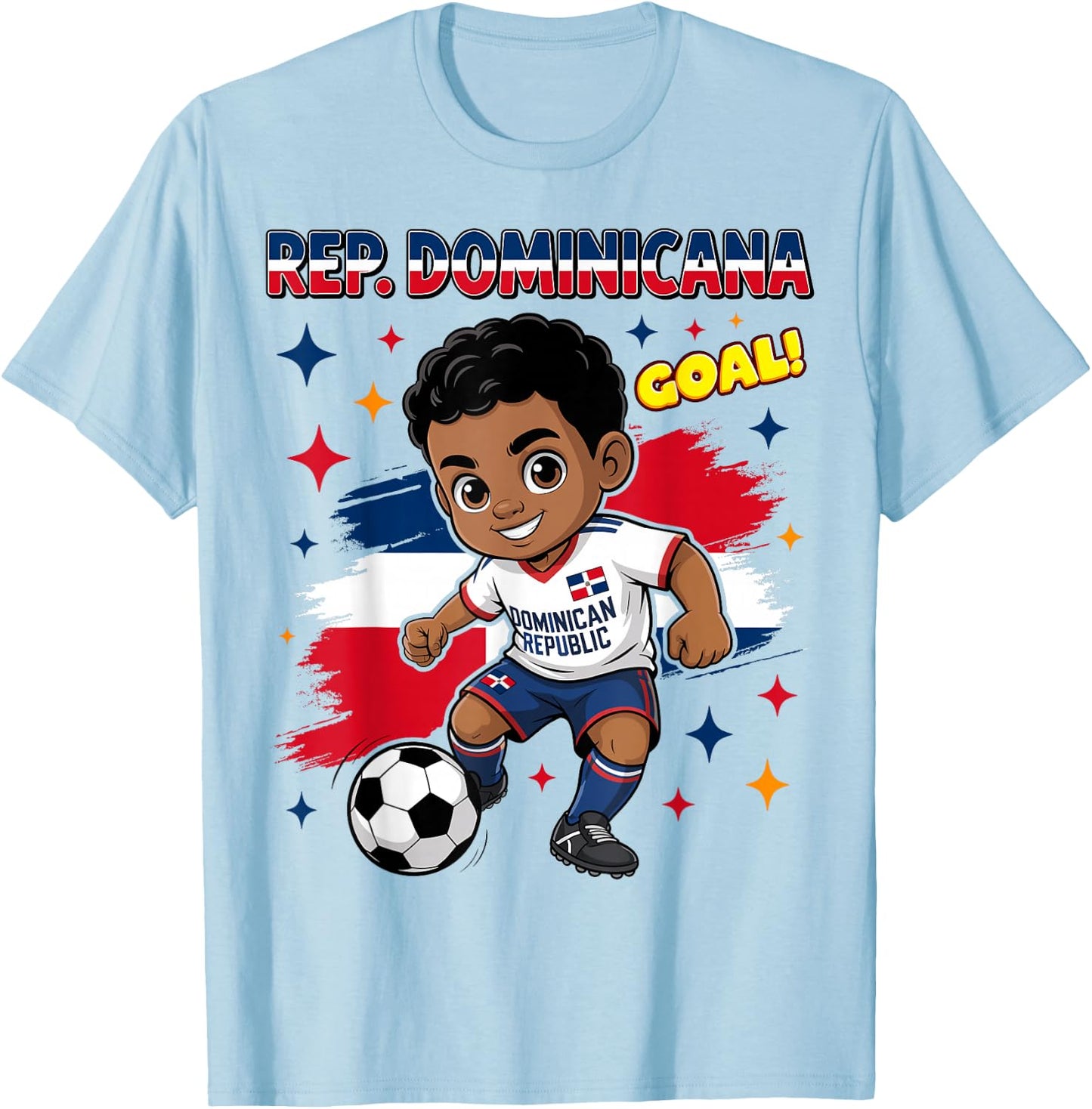 Republica Dominicana Kid Goal Dominican Flag for Boys Kids T-Shirt - T-Shirt | Light Blue