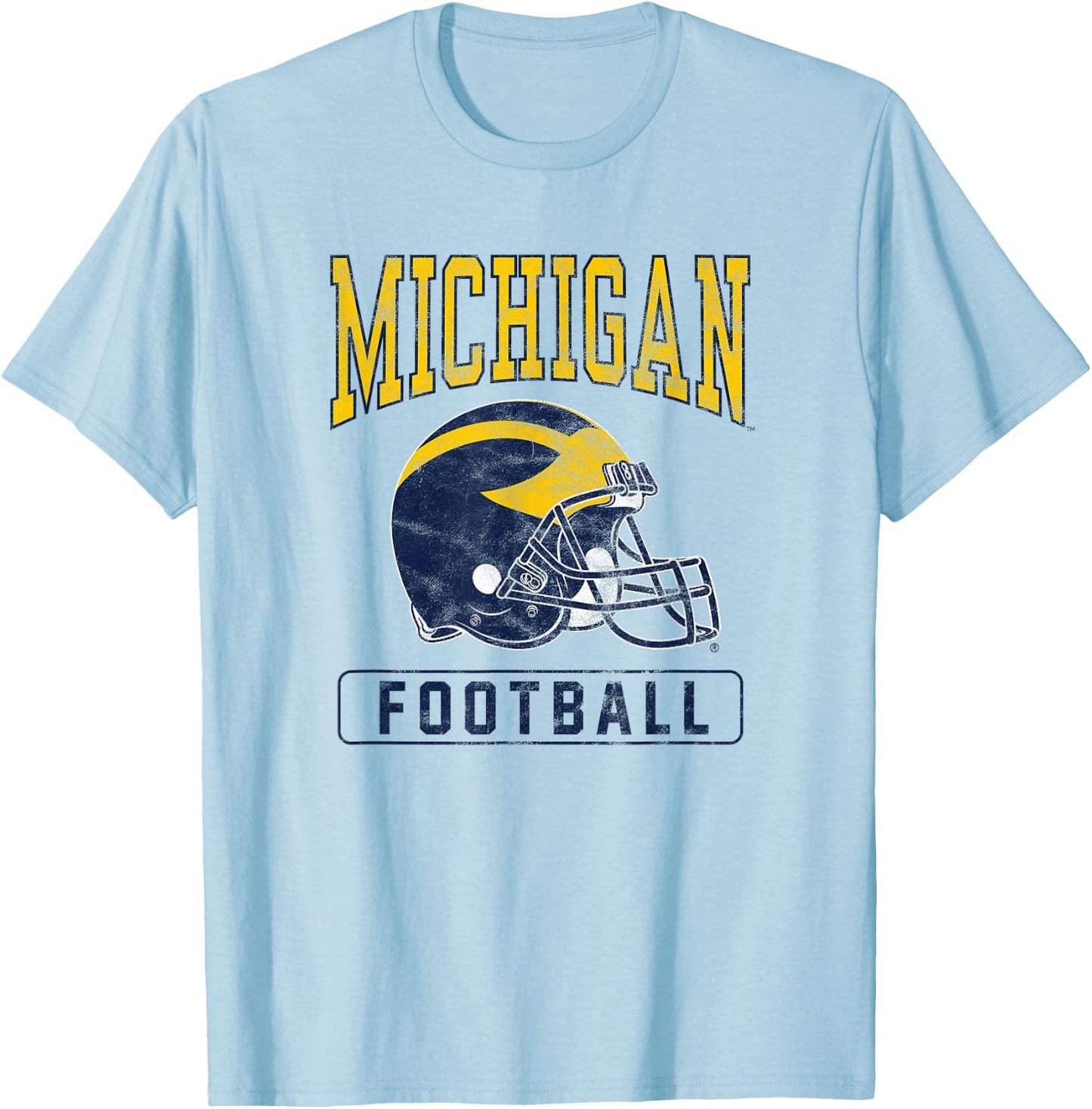 University of Michigan Wolverines U of M Football Helmet T-Shirt - T-Shirt | Light Blue