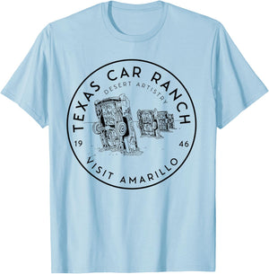 Texas Car Ranch - Visit Amarillo Landmark Logo T-Shirt - T-Shirt | Light Blue