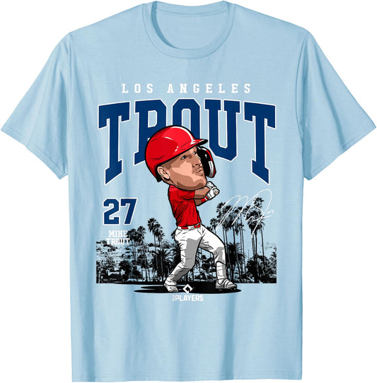 Mike Trout | Los Angeles Baseball MLB Players | MLBTRO4006 T-Shirt - T-Shirt | Light Blue
