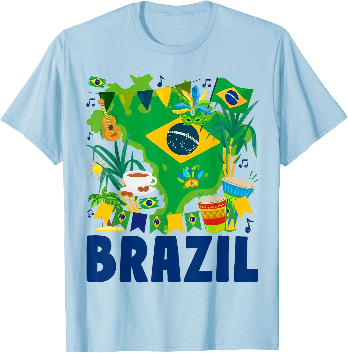 Brazil Flag Outfit Idea Brasil & Brazilian Flag T-Shirt - T-Shirt | Light Blue