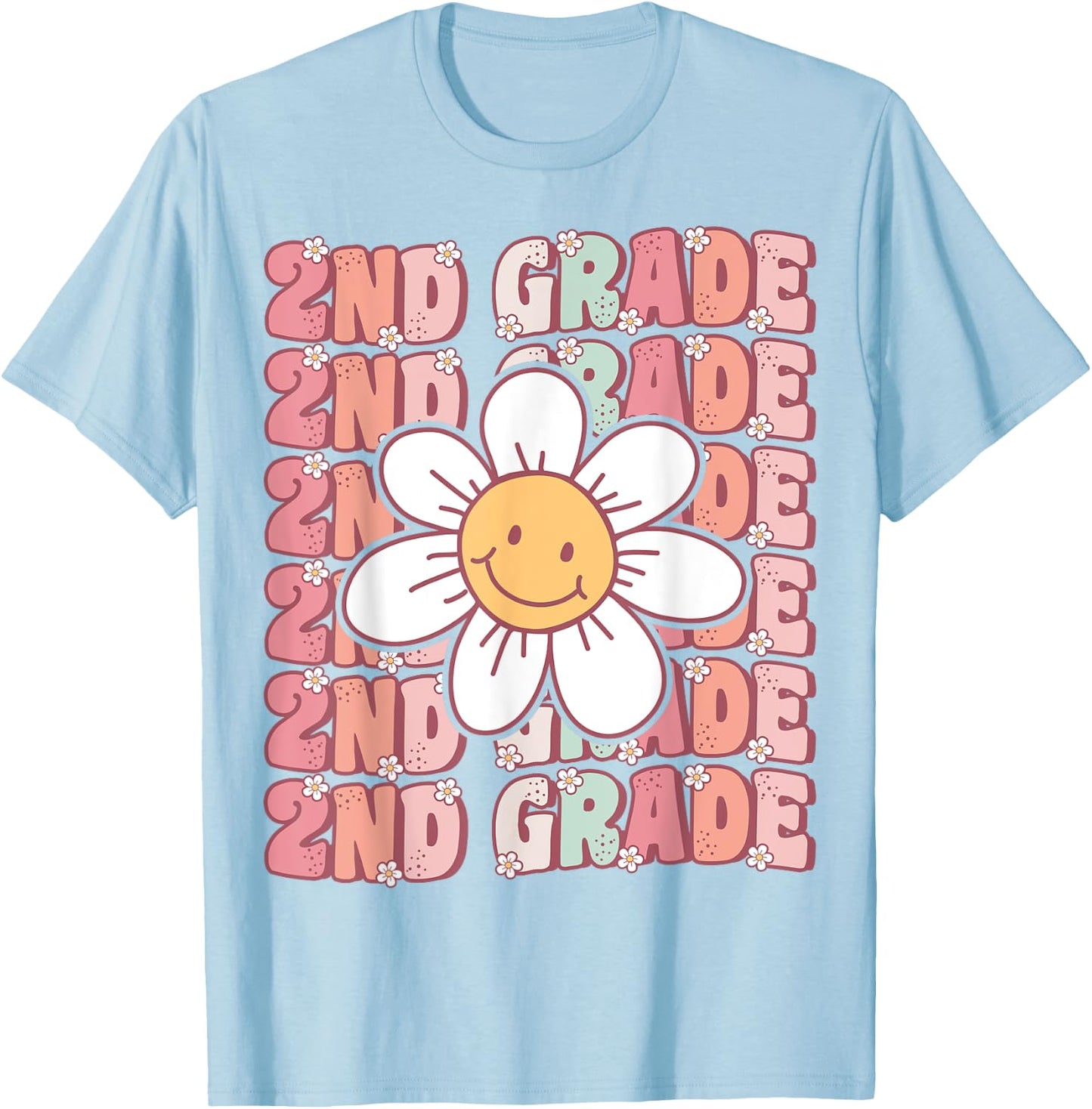 Groovy 2nd Grade Back To School First Day of Second Grade T-Shirt - T-Shirt | Light Blue