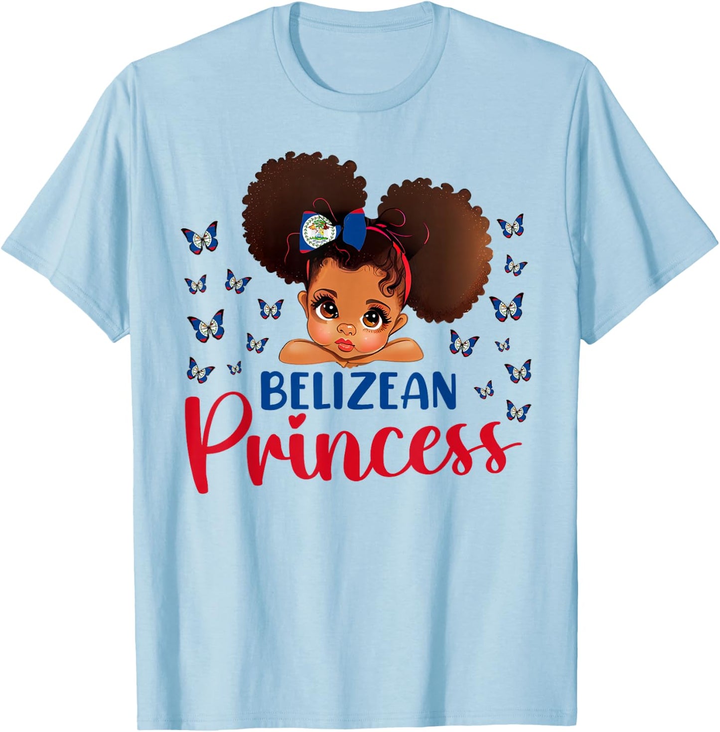 Belizean Princess Belize for Black Girls Kids T-Shirt - T-Shirt | Light Blue
