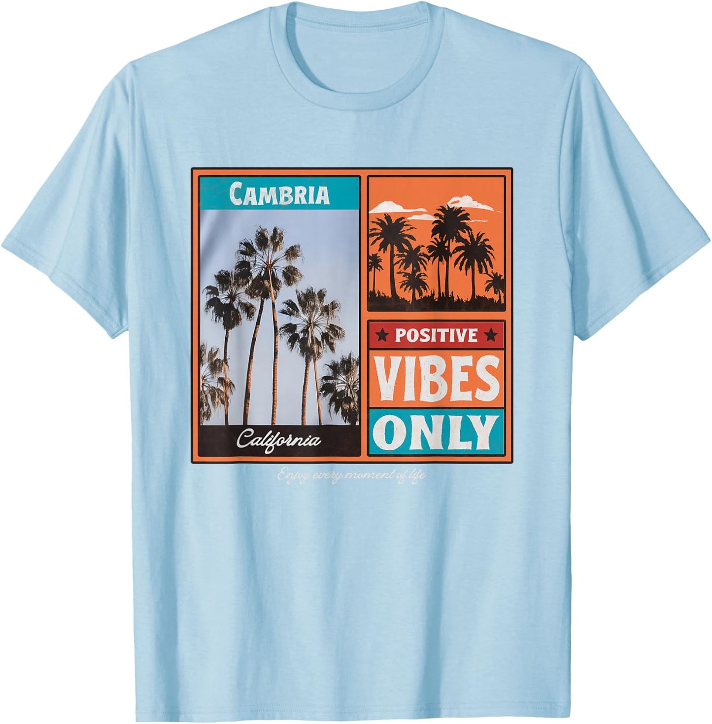 Cambria California CA Retro T-Shirt - T-Shirt | Light Blue