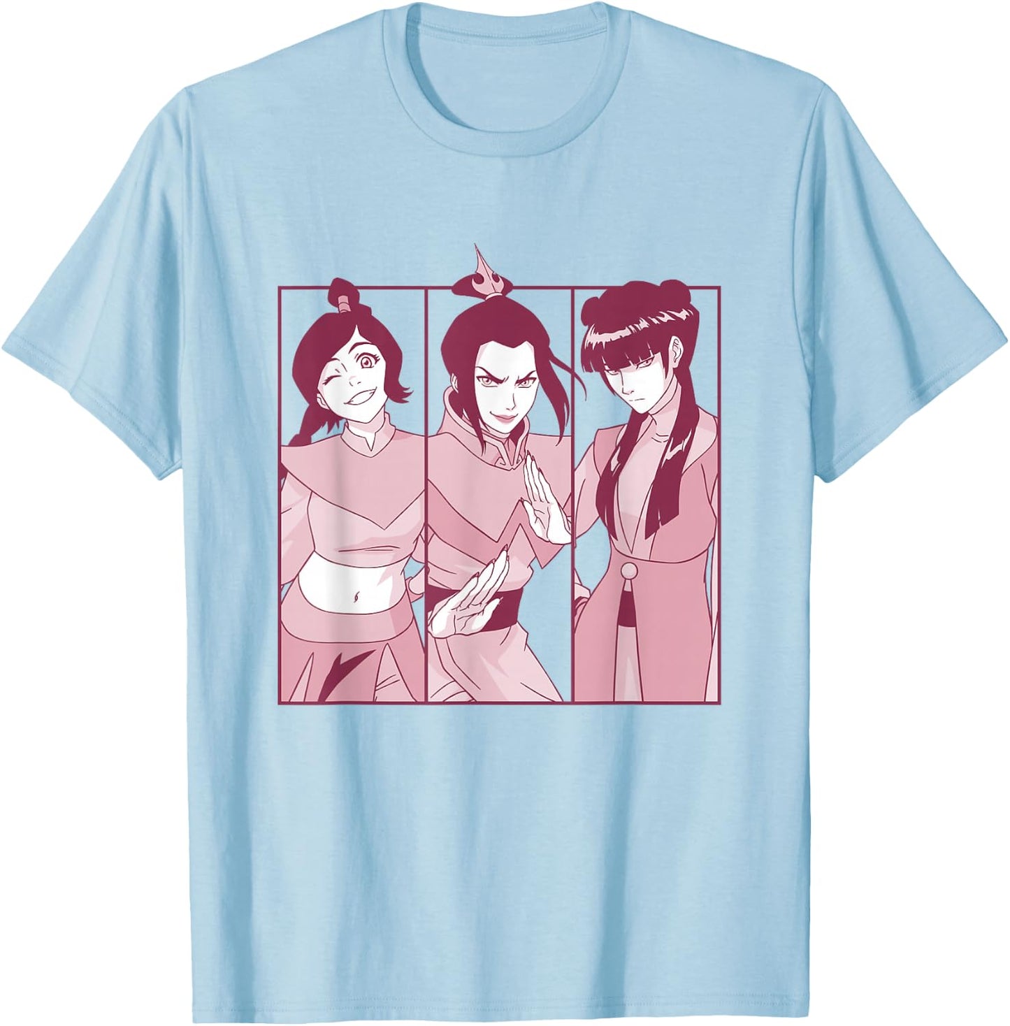 Avatar: The Last Airbender Mighty Women Warrior Panels T-Shirt - T-Shirt | Light Blue