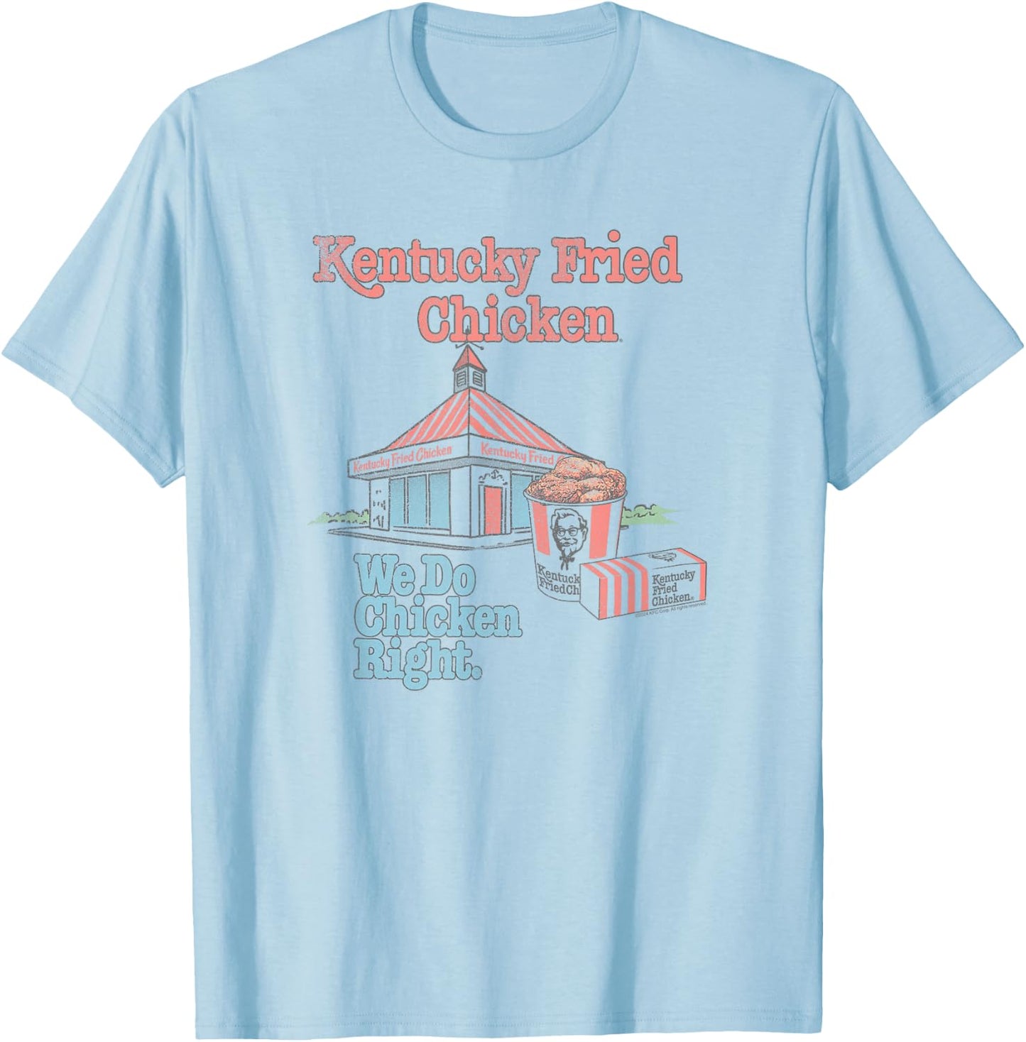 Officially Licensed KFC We Do Chicken Right Fast Food T-Shirt - T-Shirt | Light Blue