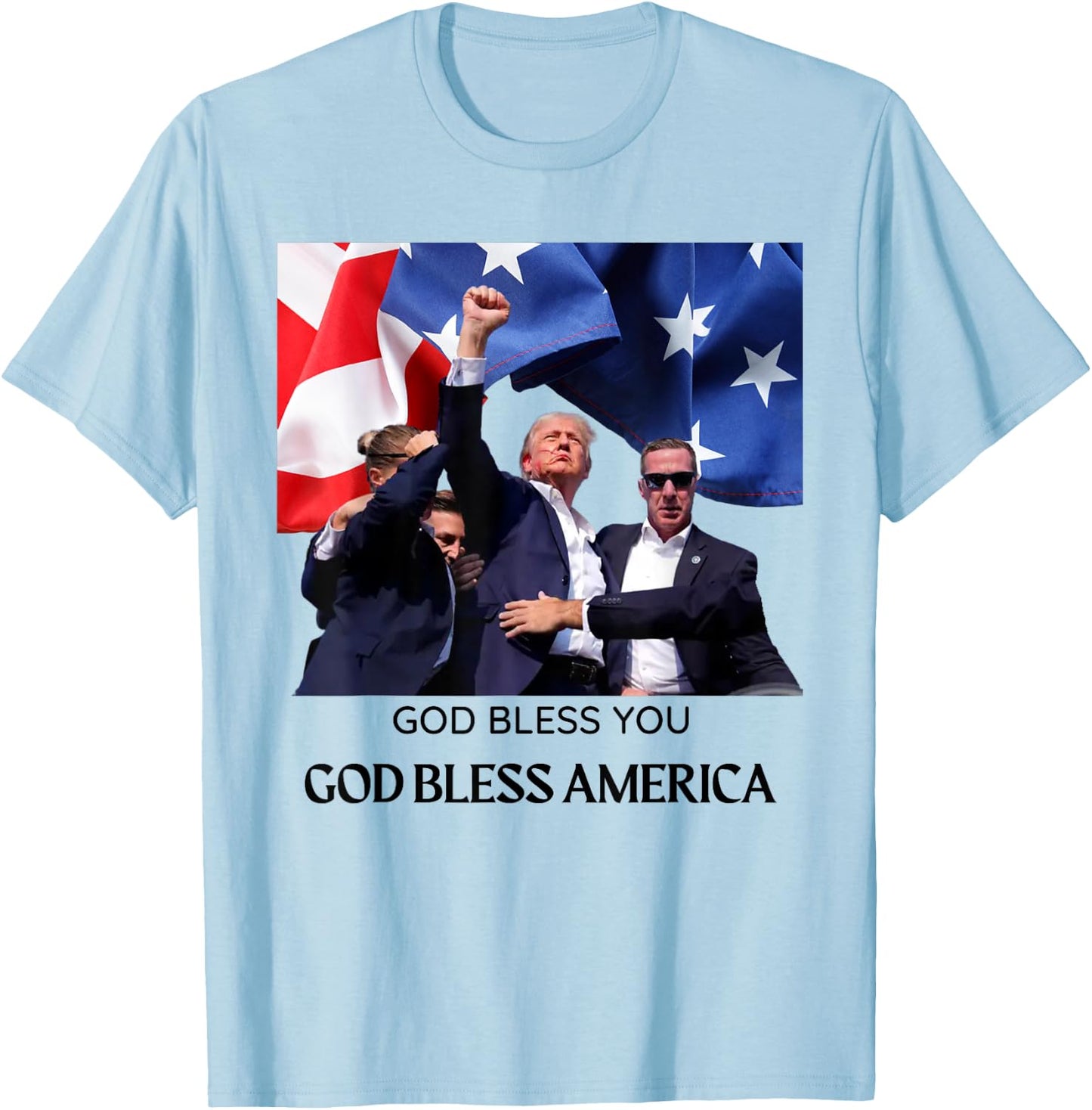 God Bless You - God Bless America - Donald Trump 2024 T-Shirt - T-Shirt | Light Blue