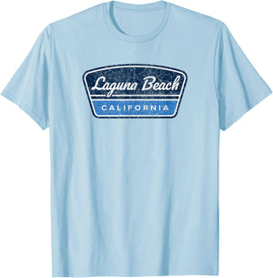 Laguna Beach California Retro Vintage Souvenir Badge T-Shirt - T-Shirt | Light Blue