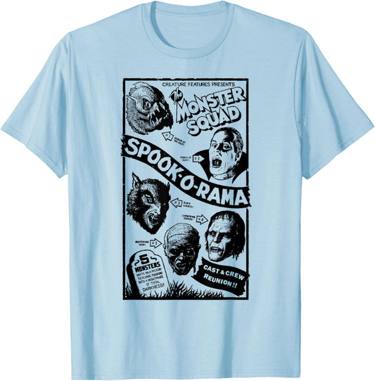 Vintage Halloween Spook-O-Rama Horror Show Monster Squad T-Shirt - T-Shirt | Light Blue