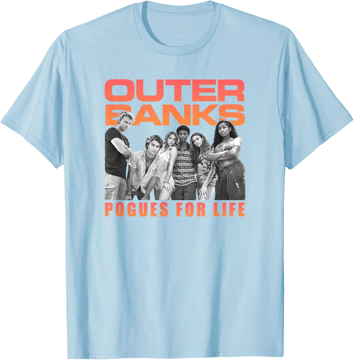 Outer Banks Group Shot Pogues for Life Portrait T-Shirt - T-Shirt | Light Blue