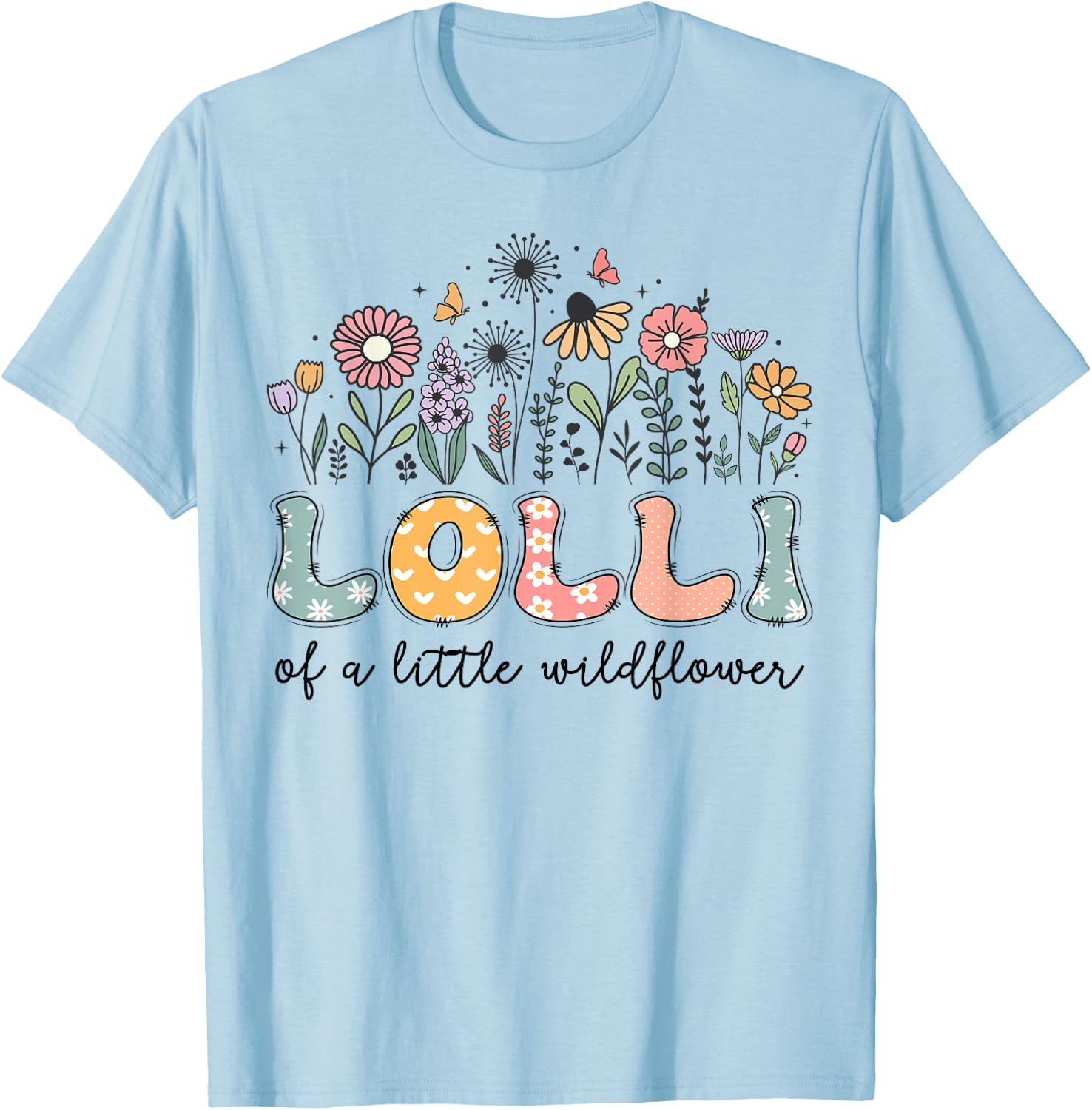 Lolli Of The Little Wildflower Baby Birthday Party T-Shirt - T-Shirt | Light Blue