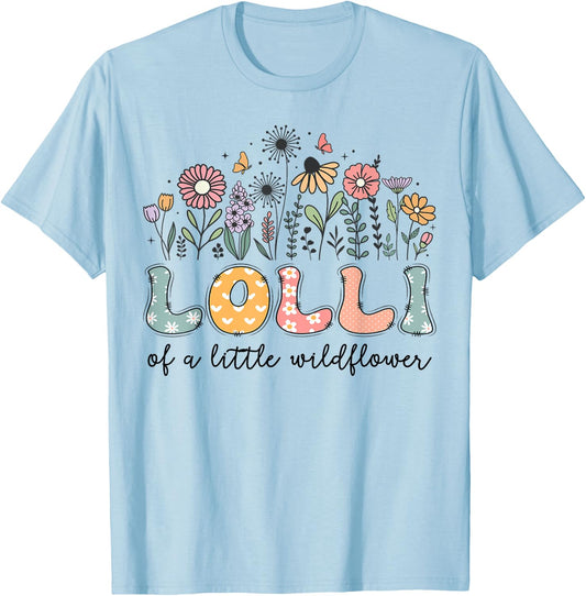 Lolli Of The Little Wildflower Baby Birthday Party T-Shirt - T-Shirt | Light Blue