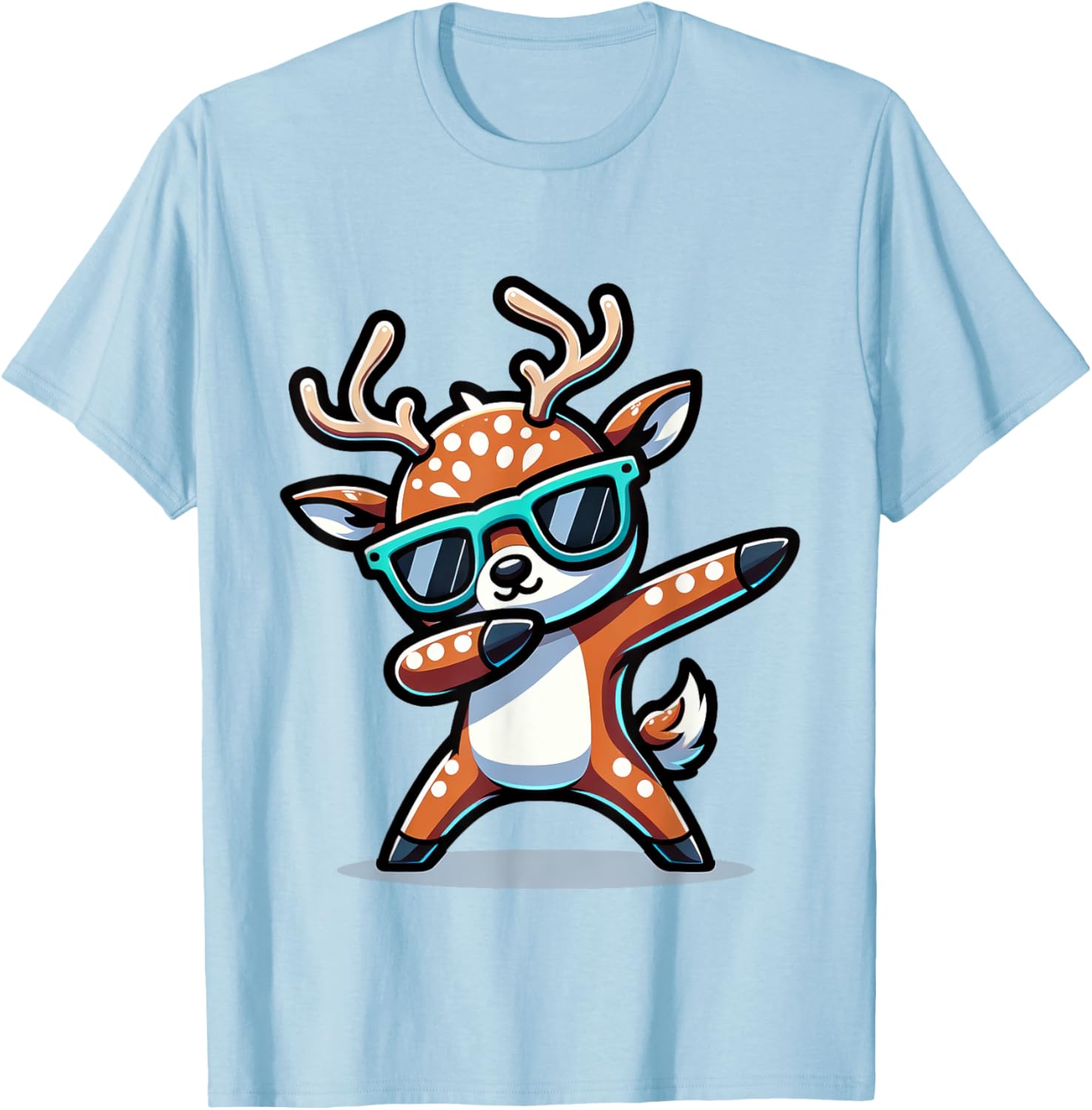 Christmas Reindeer Boys Dabbing Reindeer Santa Xmas Funny T-Shirt - T-Shirt | Light Blue