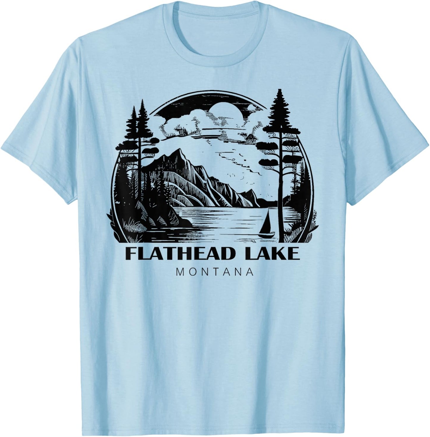 Flathead Lake Montana T-Shirt - T-Shirt | Light Blue