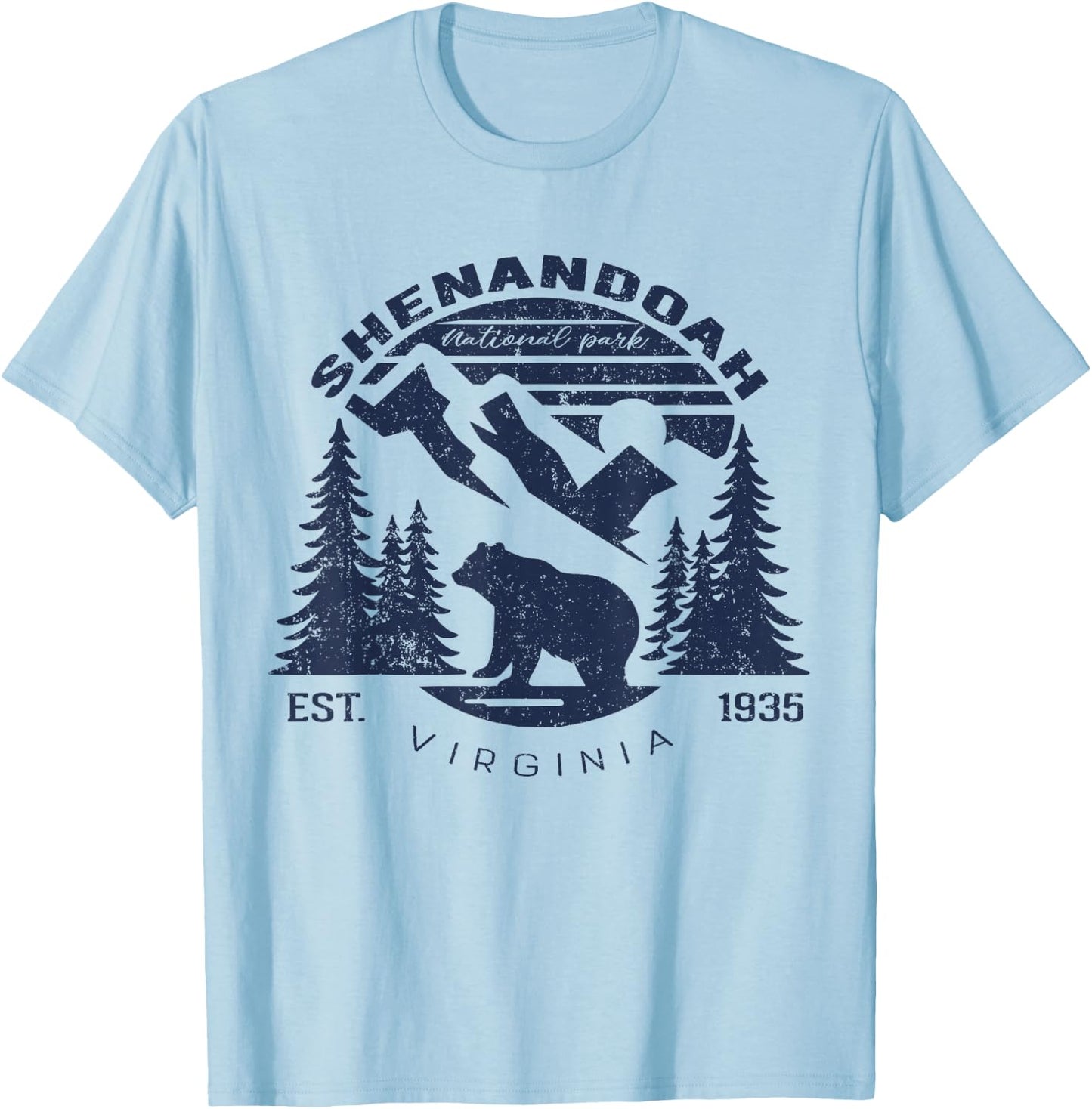 Vintage Shenandoah National Park for kids Hiking Camping T-Shirt - T-Shirt | Light Blue